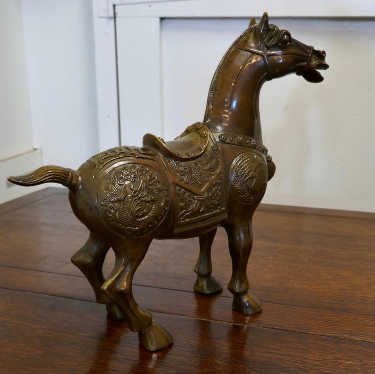 Superb Decorated Bronze Tang Horse For Sale at 1stDibs