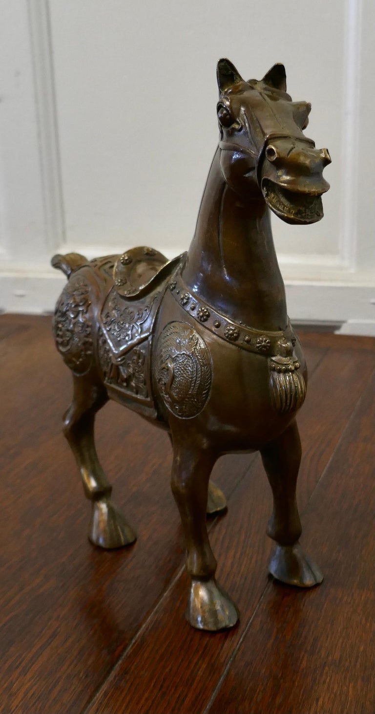 Superb Decorated Bronze Tang Horse For Sale at 1stDibs