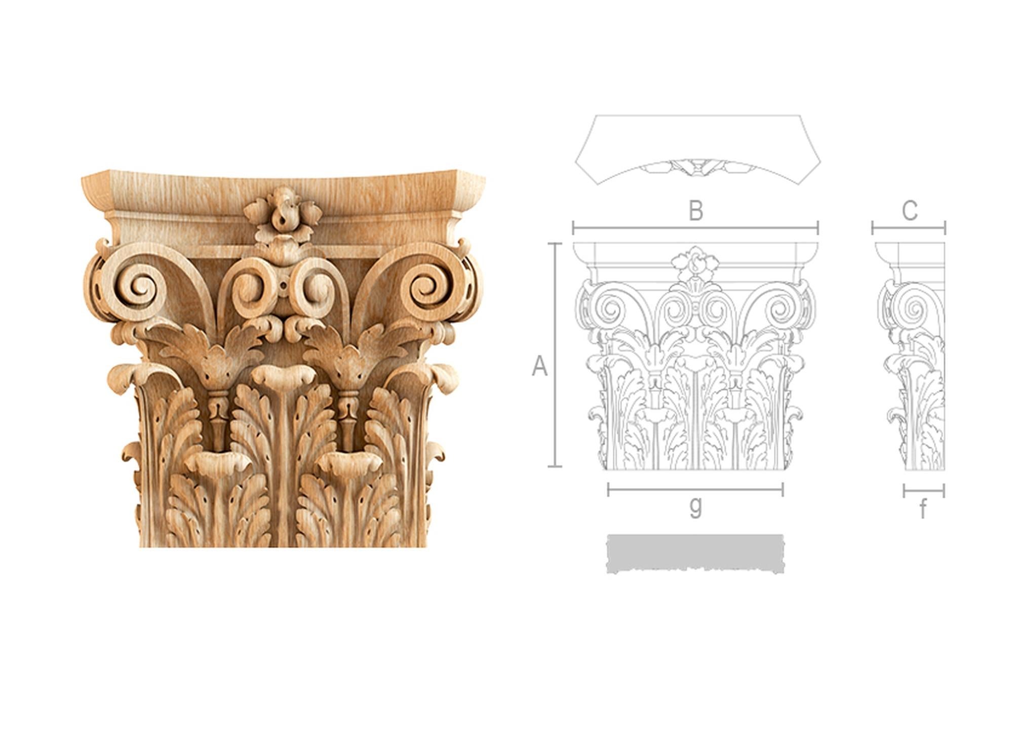 Woodwork Superb Classic Style Decorative Column Capital for Walls, Doors, Furniture For Sale