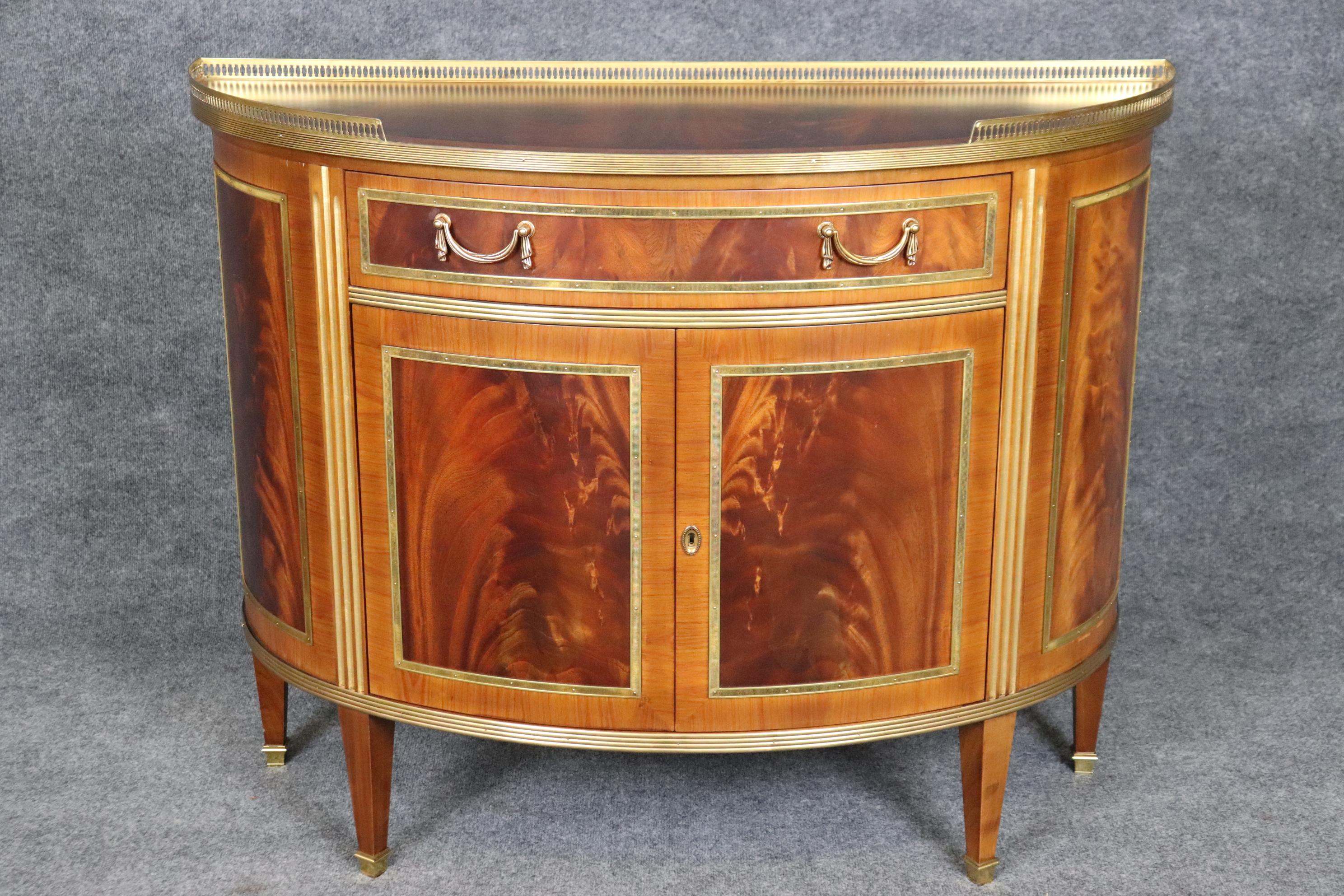 Superb Decorative Crafts Italian-made Flame Mahogany Directoire Demilune Commode 1
