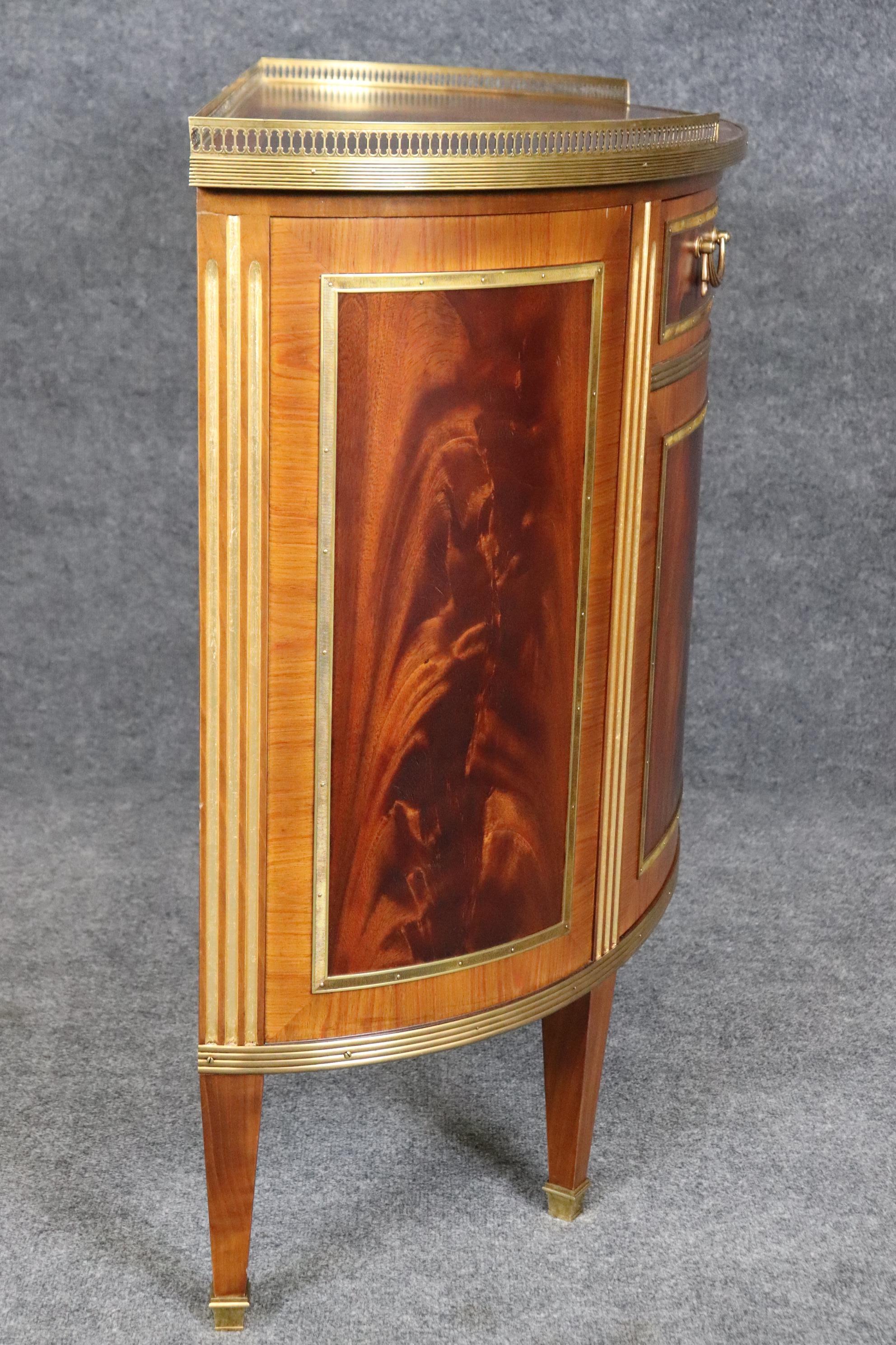 Superb Decorative Crafts Italian-made Flame Mahogany Directoire Demilune Commode 2