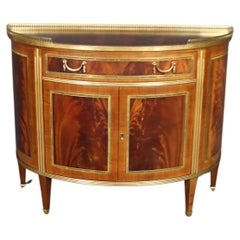 Vintage Superb Decorative Crafts Italian-made Flame Mahogany Directoire Demilune Commode