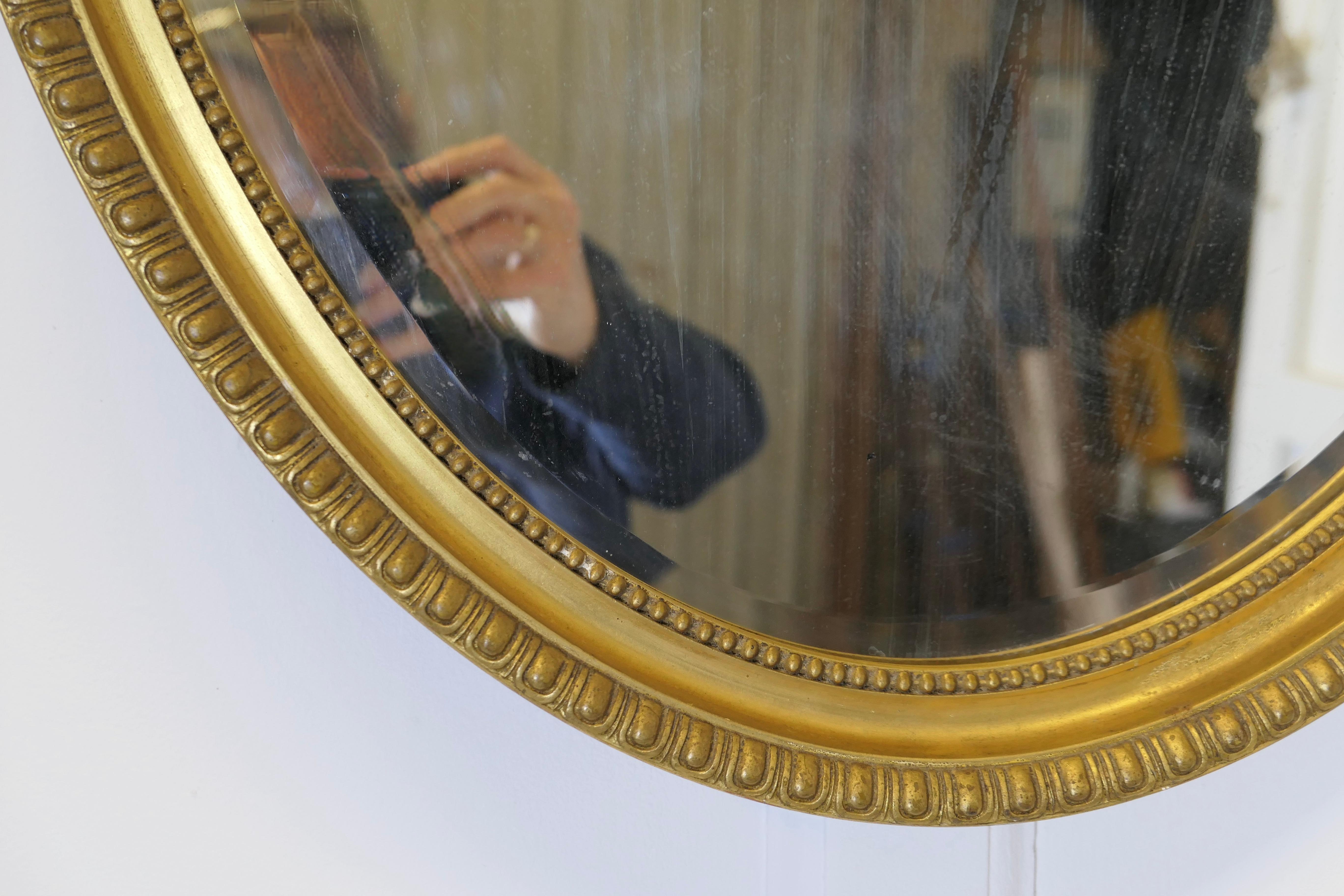Magnífico Espejo de Pared Dorado Ovalado Decorativo Grande principios del siglo XX en venta