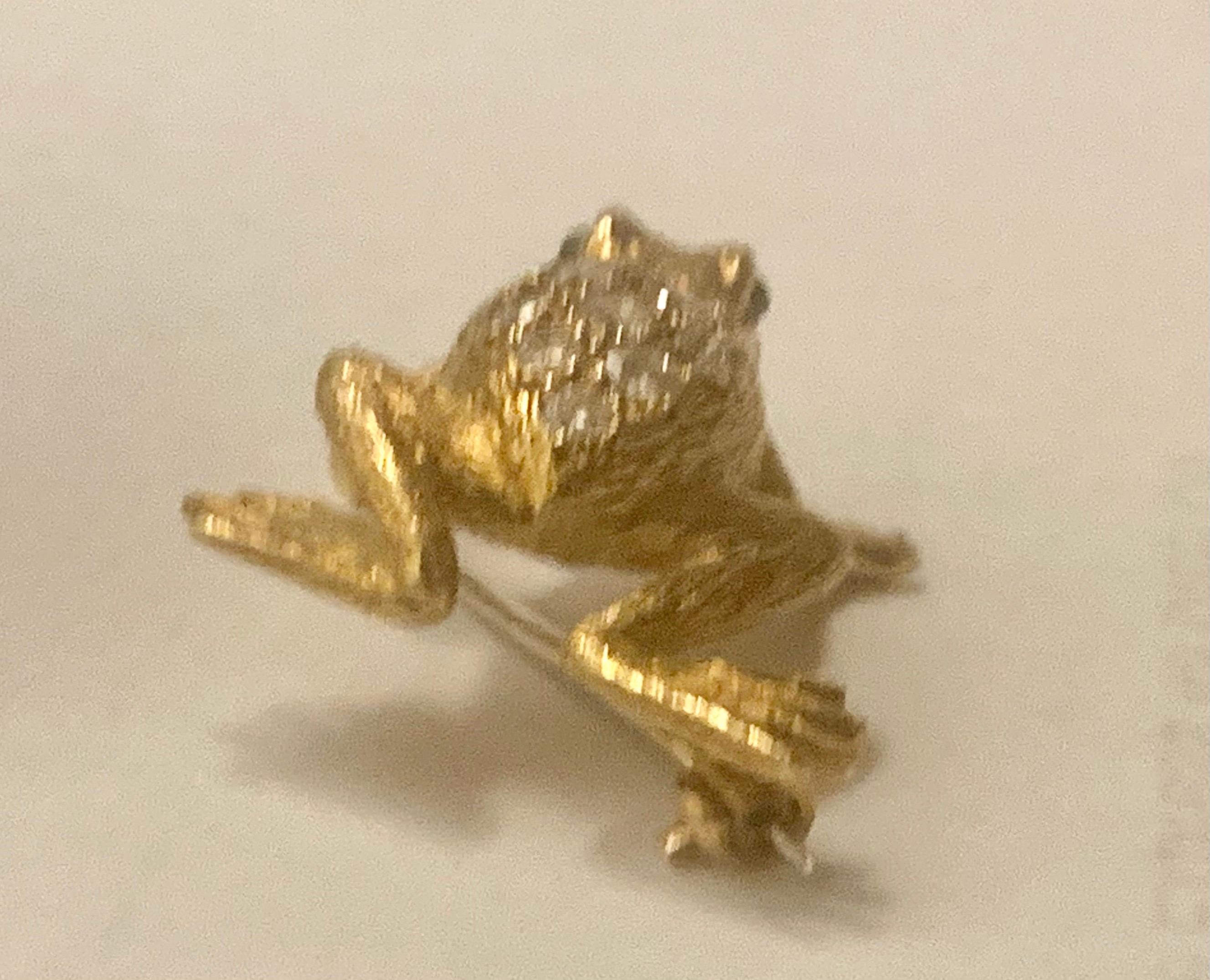 European Superb Diamond-Set Frog Brooch, by E. Wolfe & Co. Retailed by Asprey's For Sale