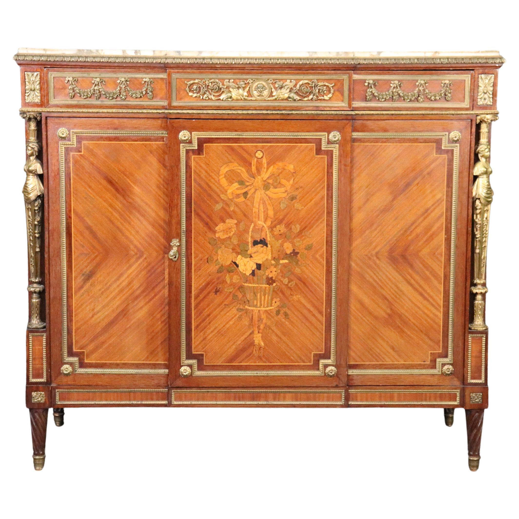 Superb Dor'e Bronze Mounted Figural Sideboard Attributed to Francois Linke For Sale