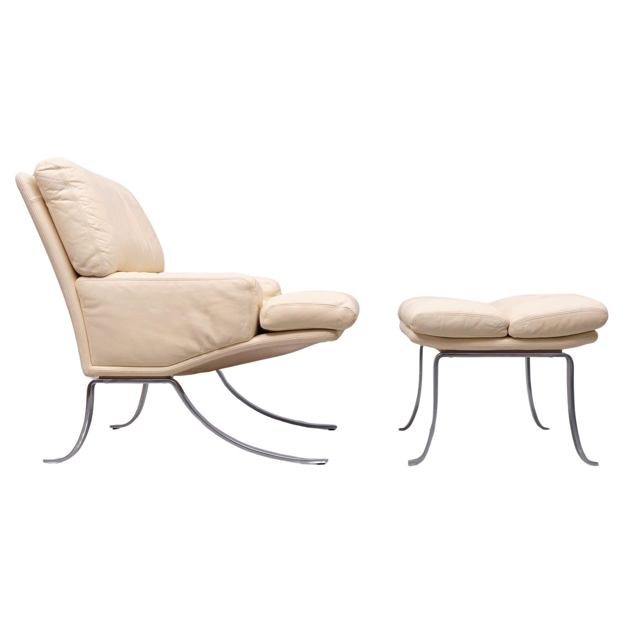 Mid-Century Modern SUPERB Durlet lounge chairs and Ottoman  1970s Belgium  For Sale