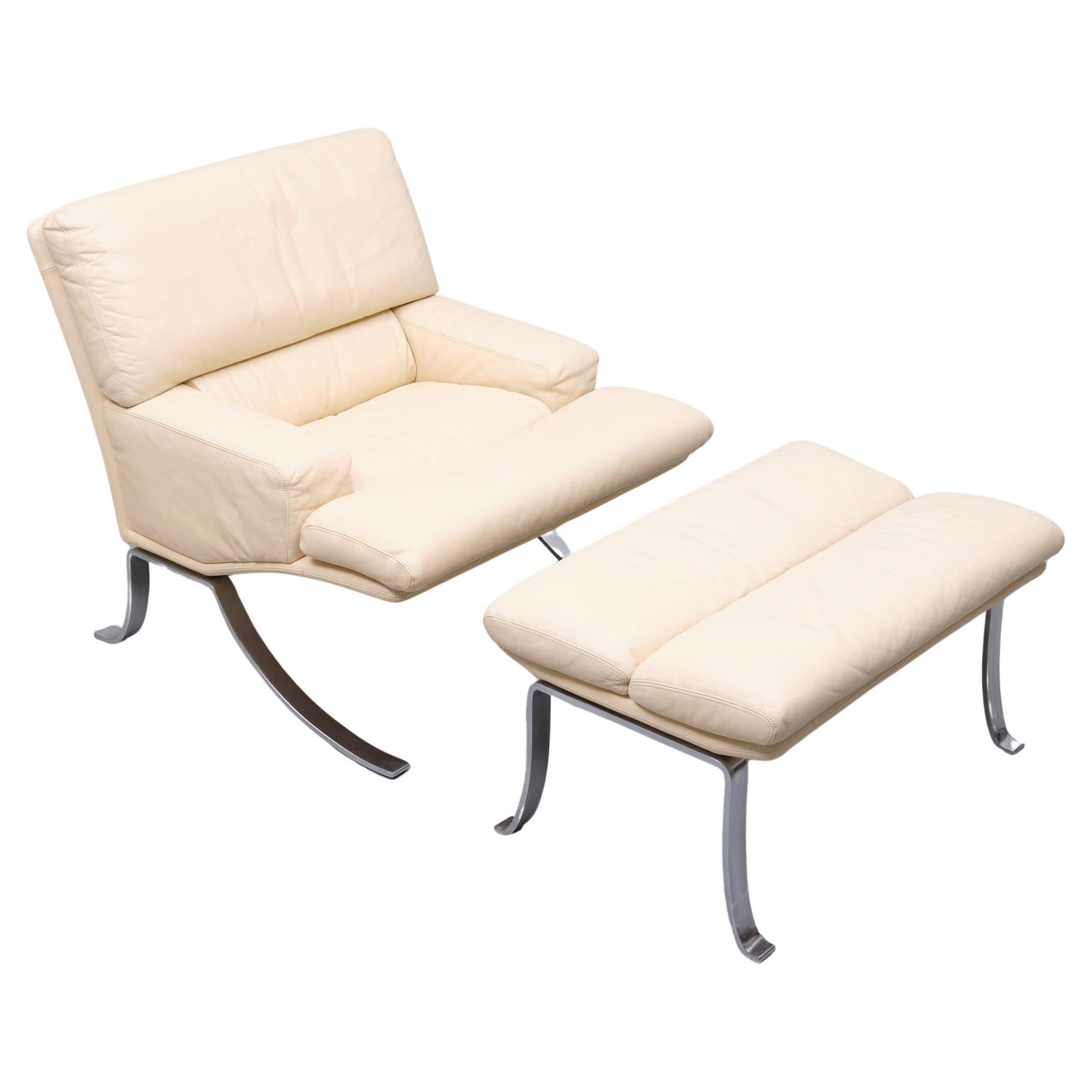 Belgian SUPERB Durlet lounge chairs and Ottoman  1970s Belgium  For Sale