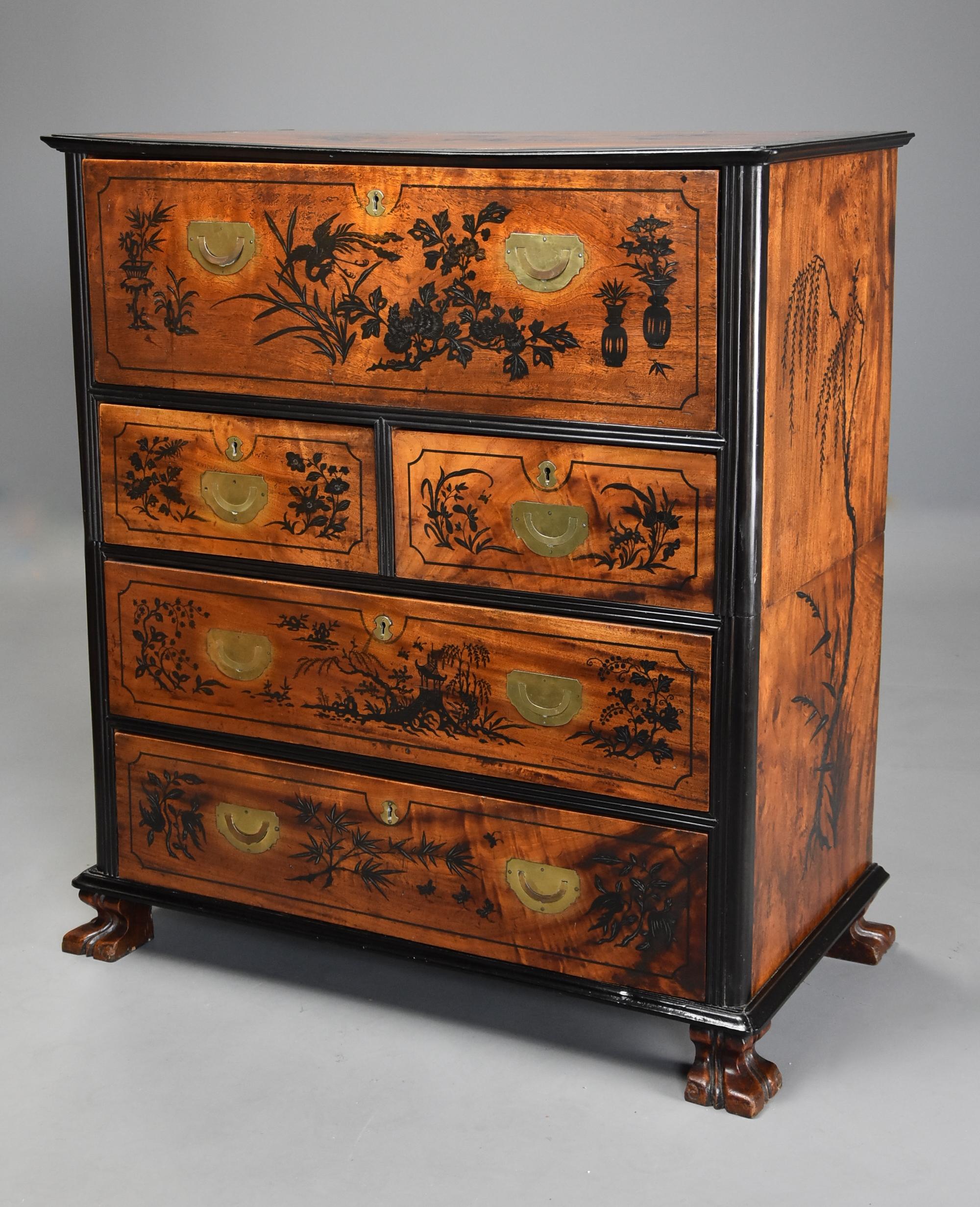 Extremely rare and superb early 19th century (circa 1820) Anglo Chinese camphor wood Campaign secretaire chest of excellent patina.

The chest splits into two sections making transportation easier, the top section consisting of a camphor wood top