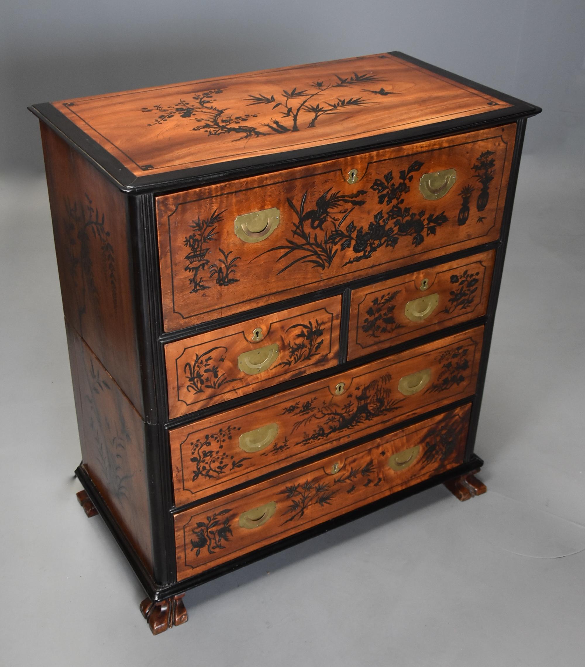 Superb Early 19th Century Anglo Chinese Camphor Wood Campaign Secretaire Chest In Good Condition For Sale In Suffolk, GB