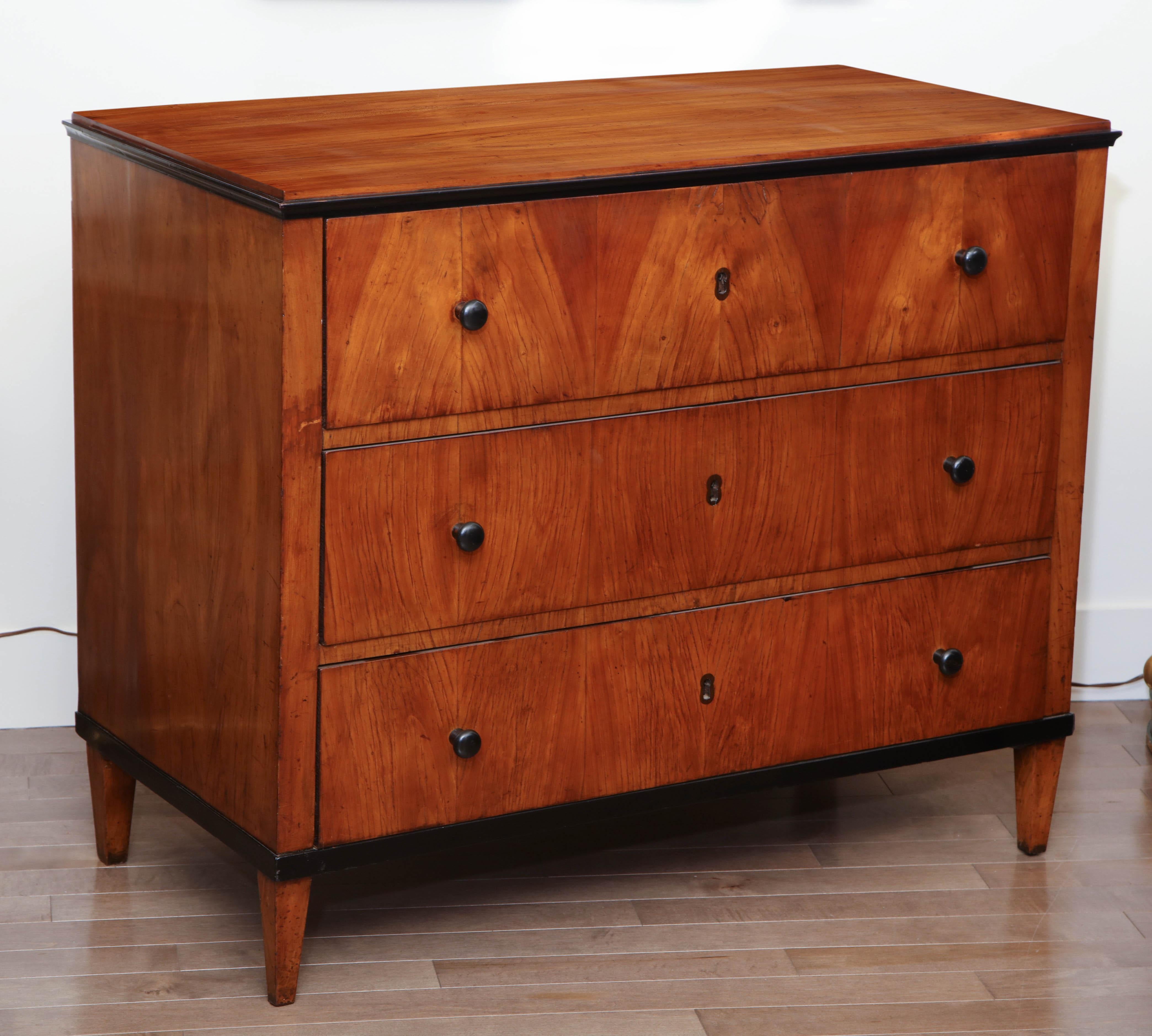 Superb early 19th century Austrian, fruitwood chest.
Top drawer with fitment.