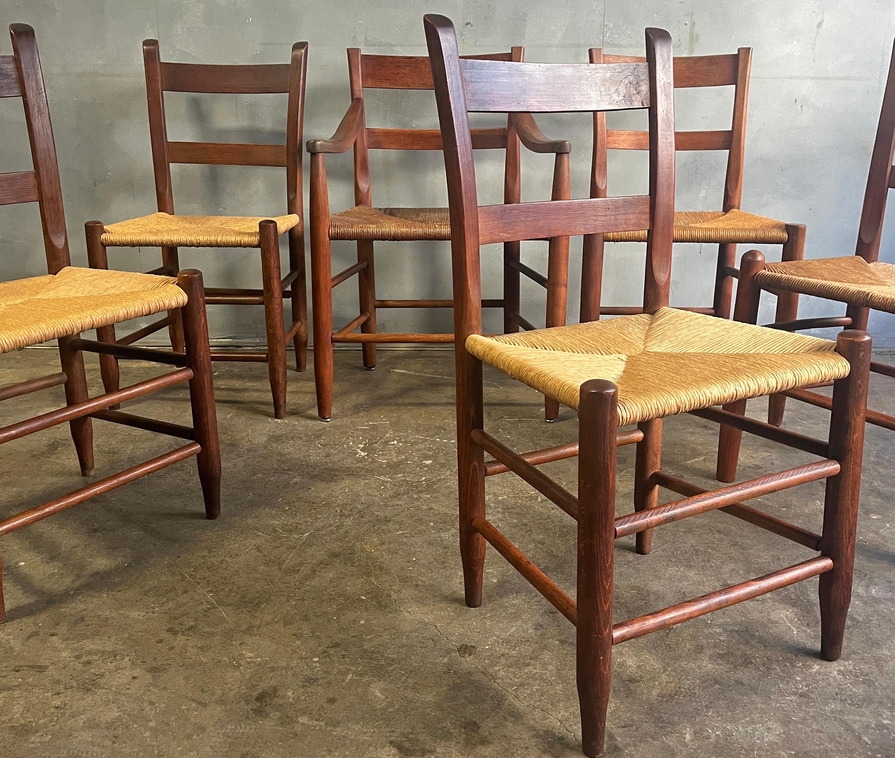 Superb Early American Shaker Style Chairs 6 In Good Condition In BROOKLYN, NY