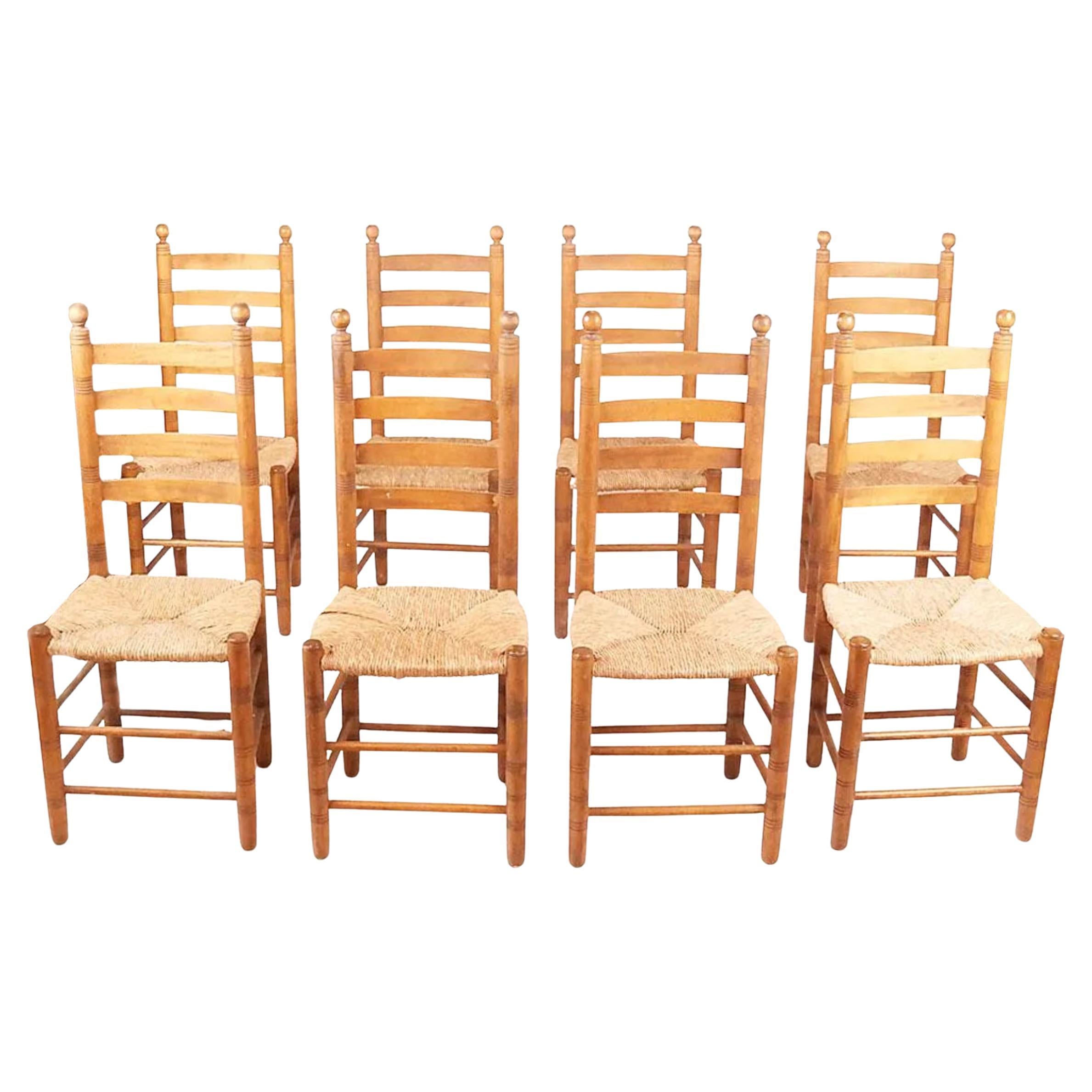 Superb Early American Shaker Style High Back Chairs Set of 8