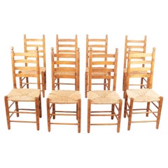 Antique Superb Early American Shaker Style High Back Chairs Set of 8