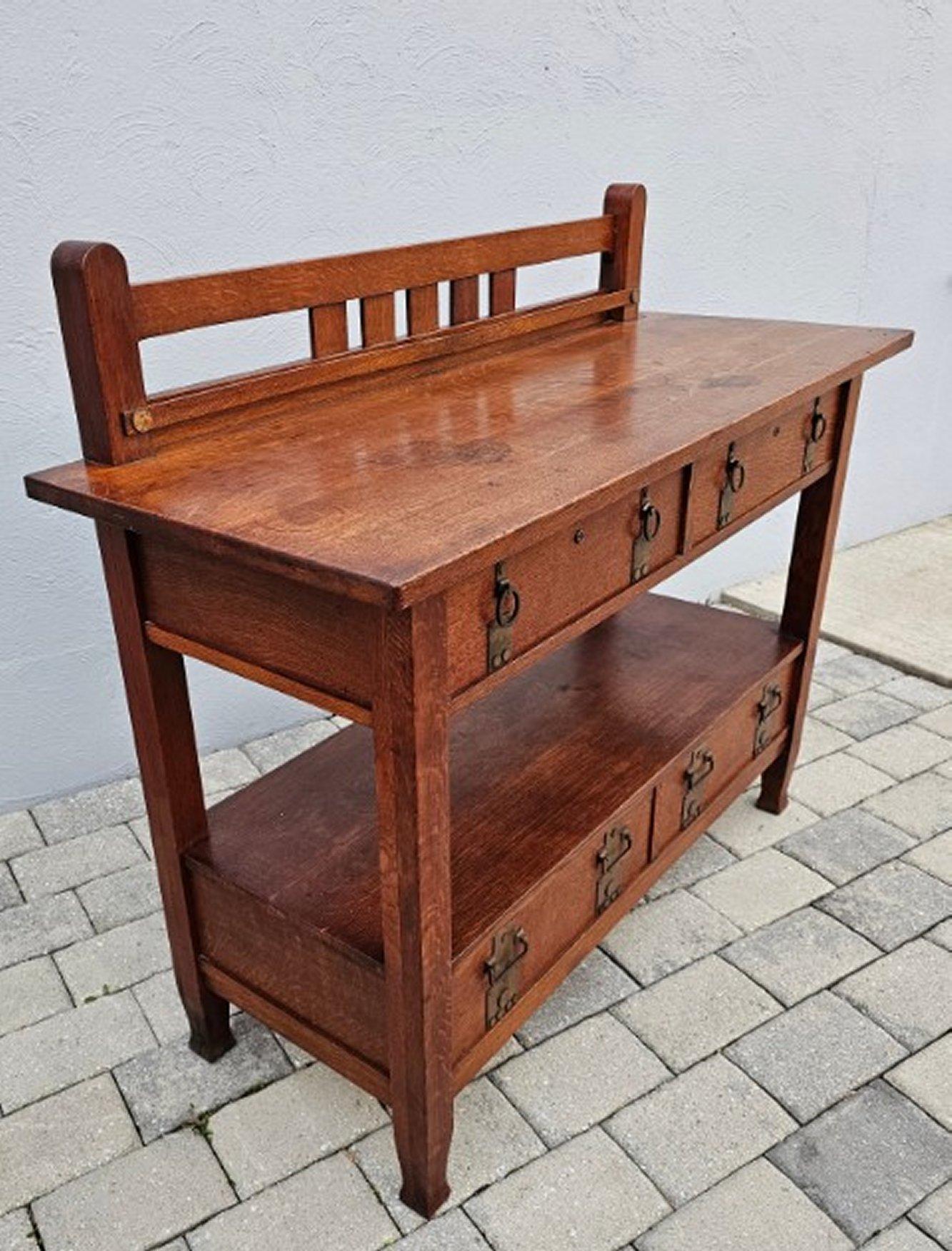 Oak SUPERB Early c. 1904 Stickley Brothers Serving Table/ sideboard - W7482 For Sale