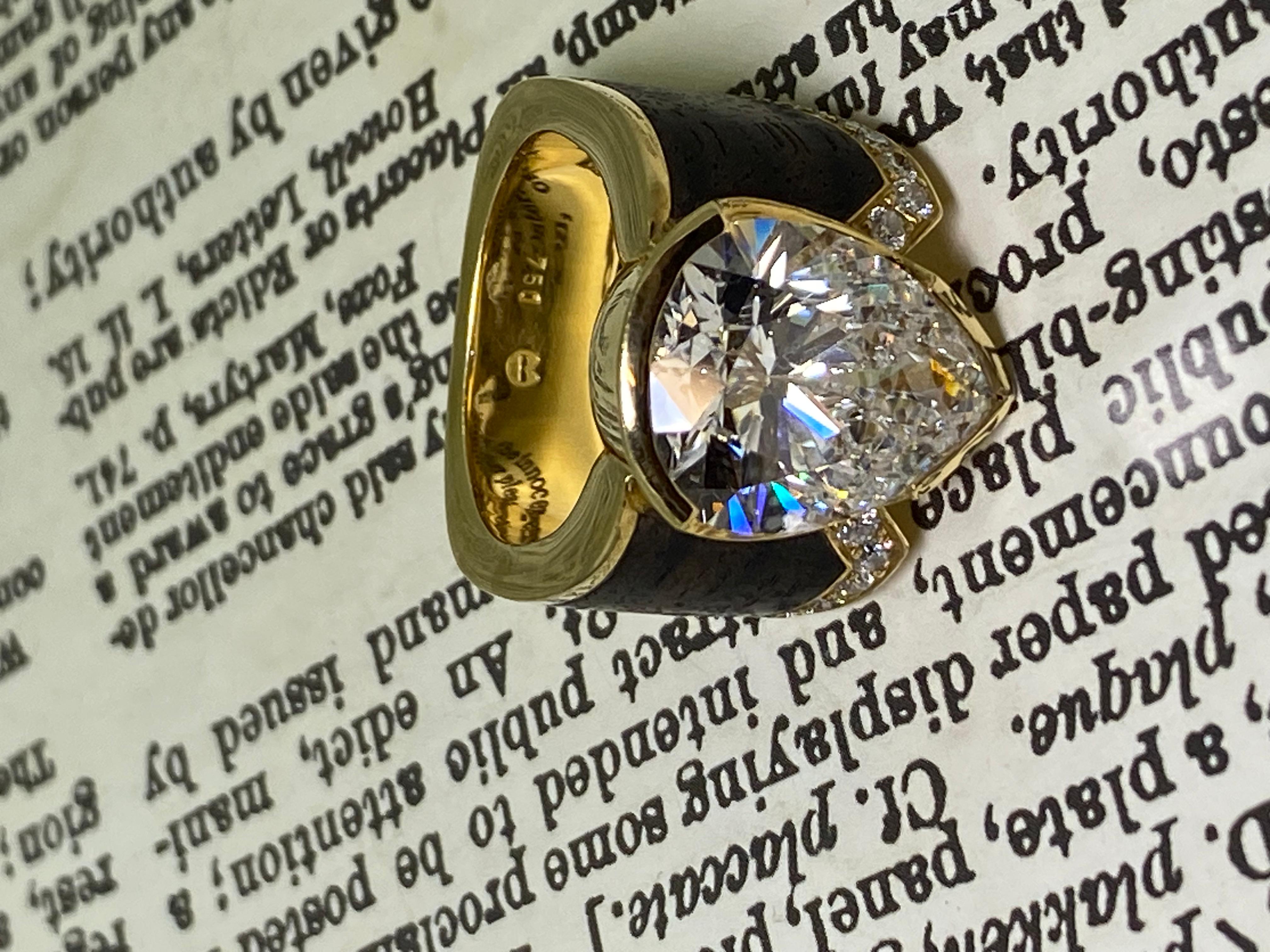 Natürlicher 12,00 Karat birnenförmiger Diamantring aus 18 Karat Gelbgold mit Schliff, 490 Karat im Zustand „Hervorragend“ in MELBOURNE, AU