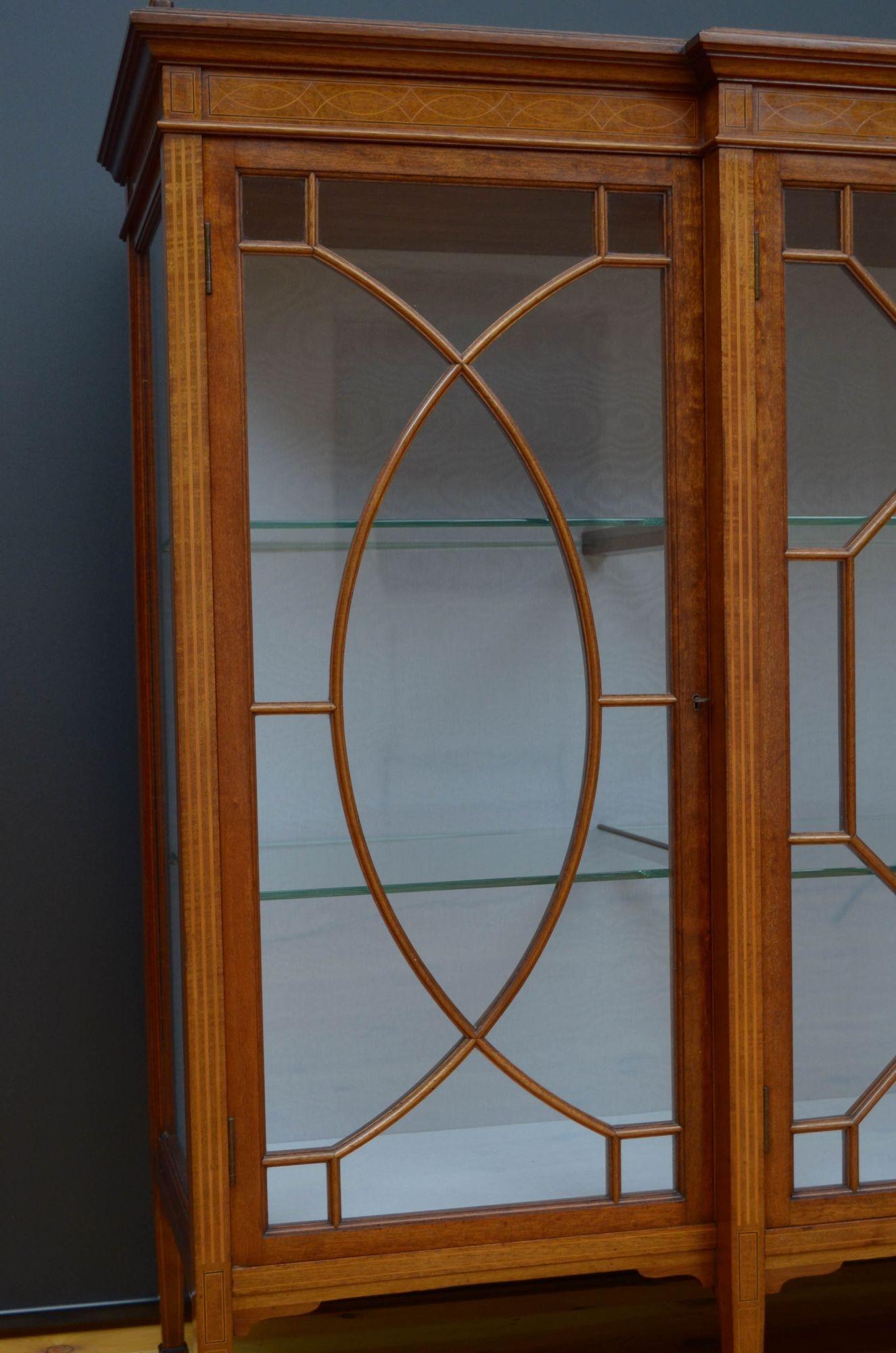 Superb Edwardian Mahogany and Inlaid Display Cabinet For Sale 5