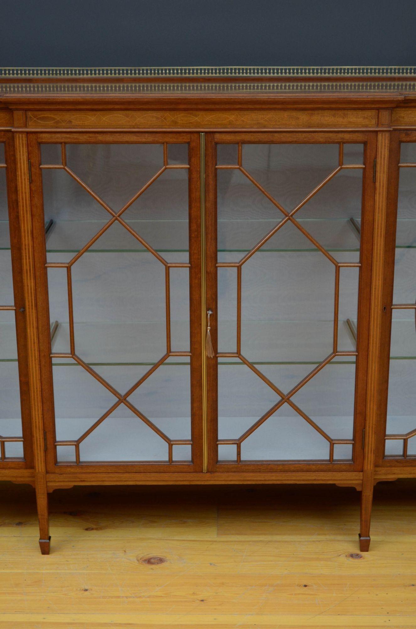 Superb Edwardian Mahogany and Inlaid Display Cabinet For Sale 8