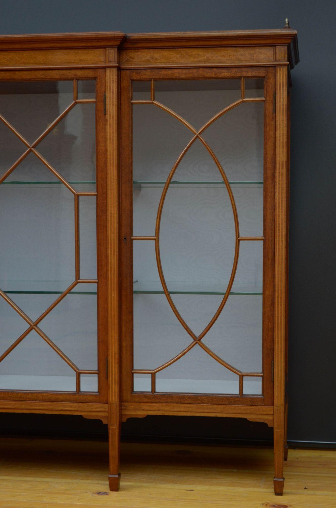 Superb Edwardian Mahogany and Inlaid Display Cabinet For Sale 9