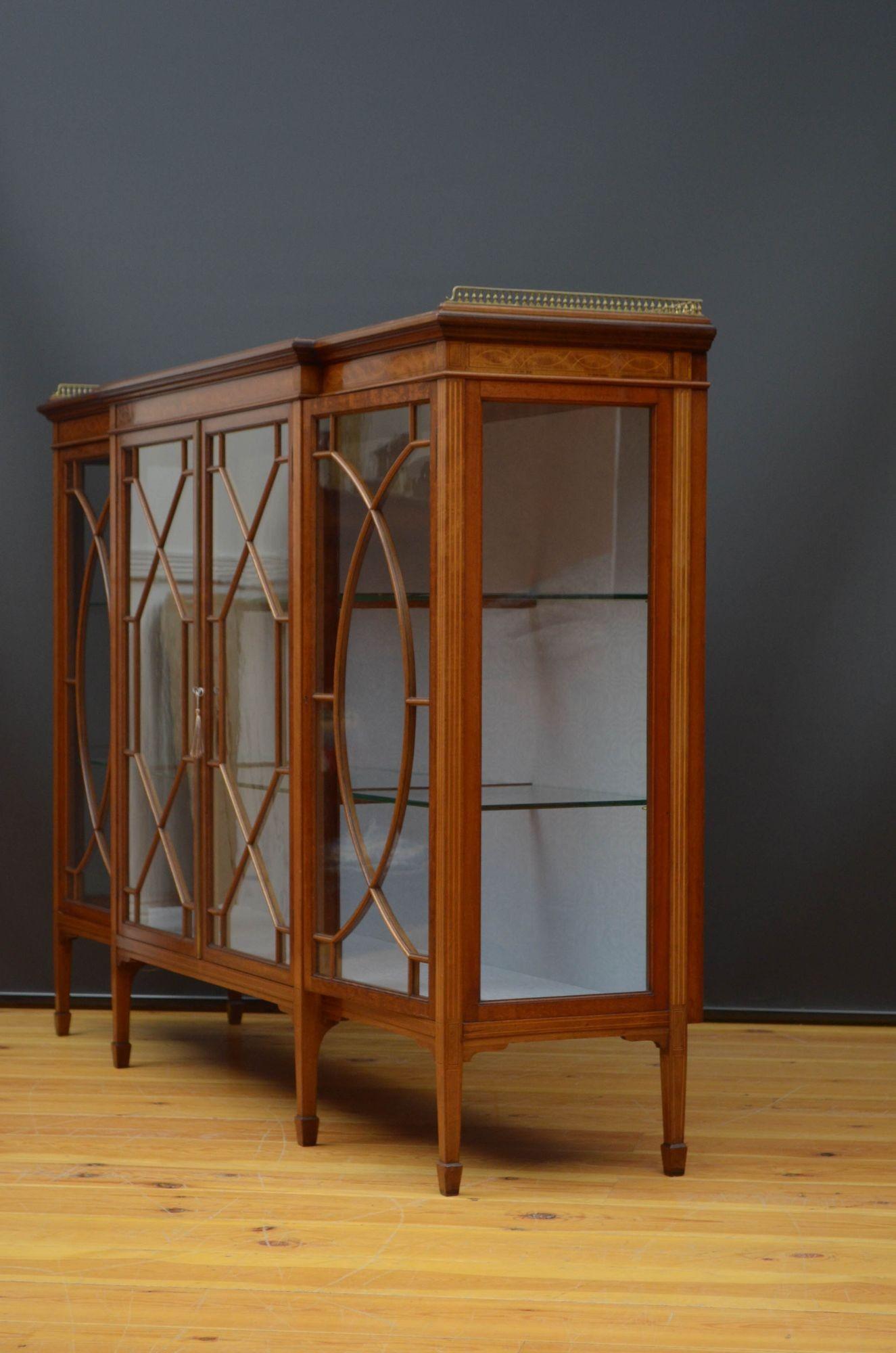 Superb Edwardian Mahogany and Inlaid Display Cabinet For Sale 13