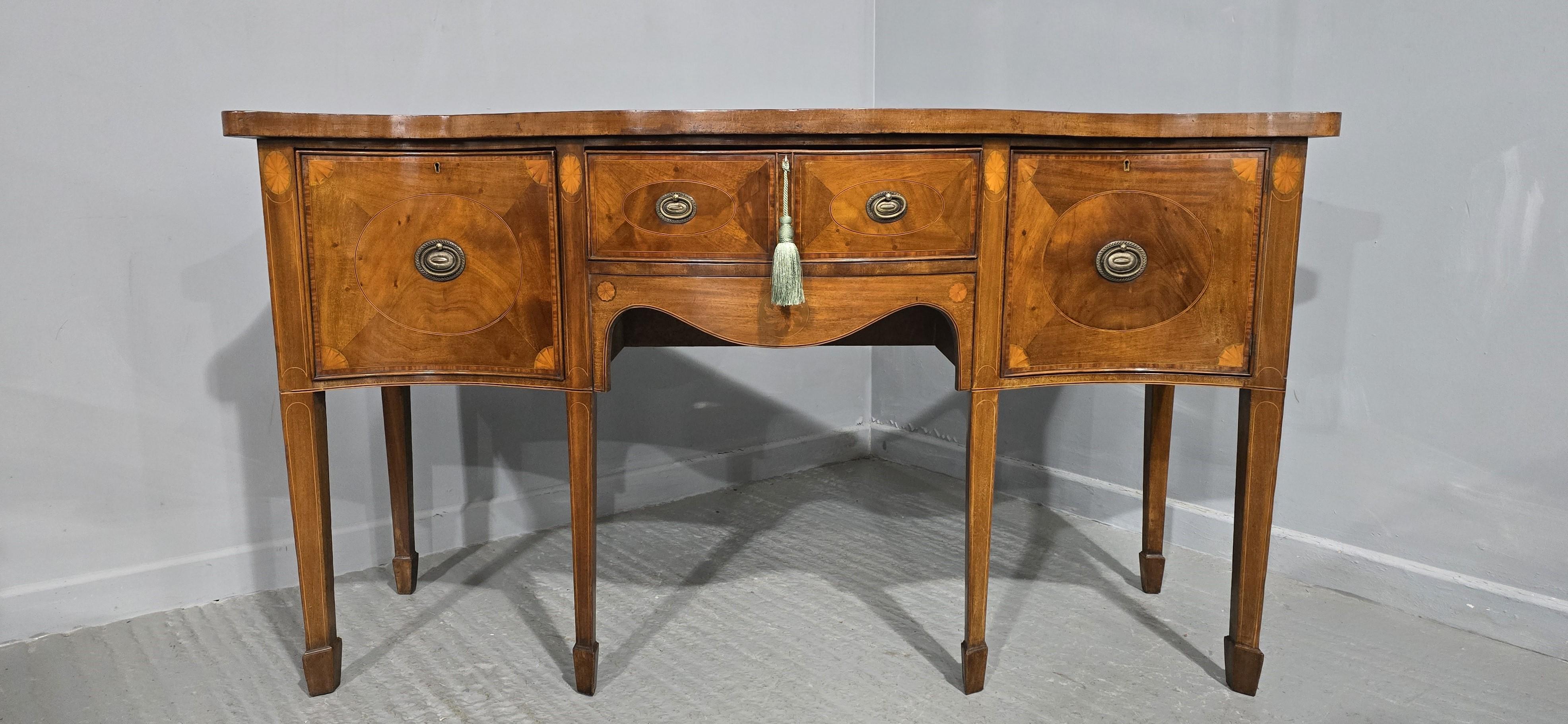 English Superb Edwardian Mahogany Inlaid Sideboard For Sale