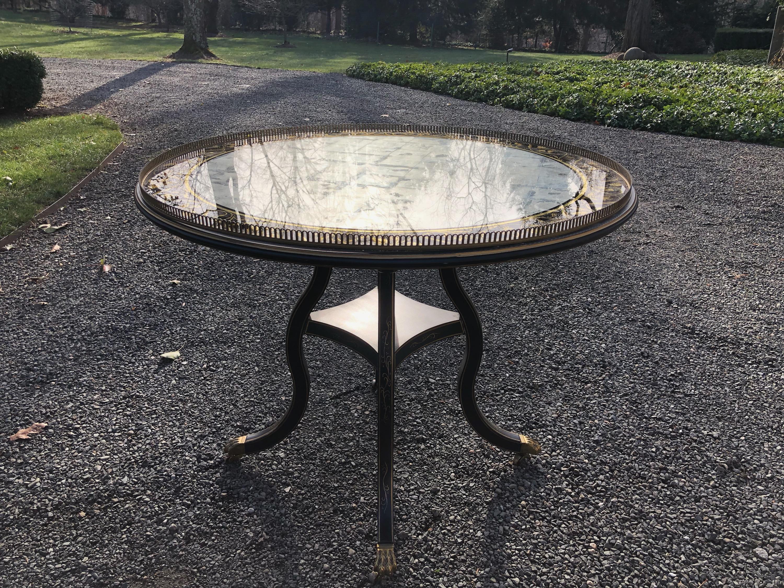 Superb Eglomise and Gilded Round End or Center Table by Julia Gray 5