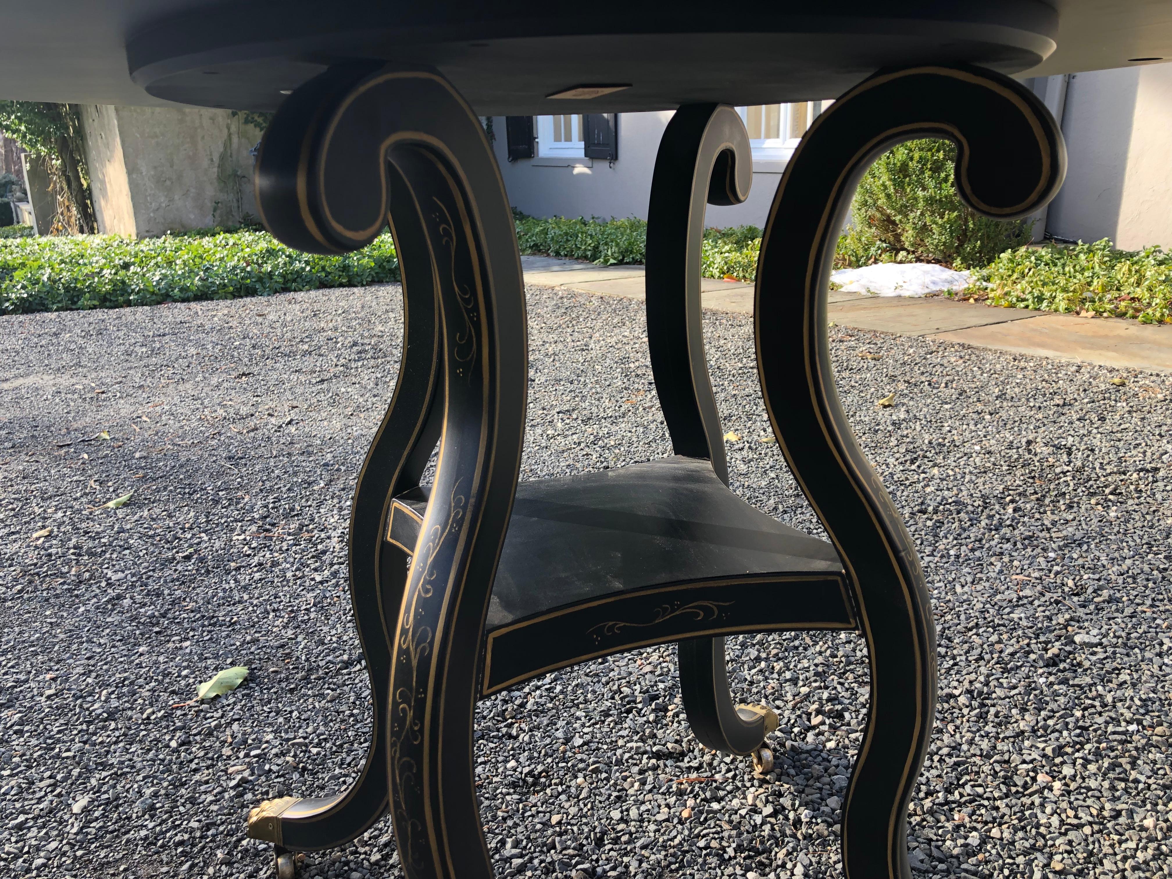 Superb Eglomise and Gilded Round End or Center Table by Julia Gray 2