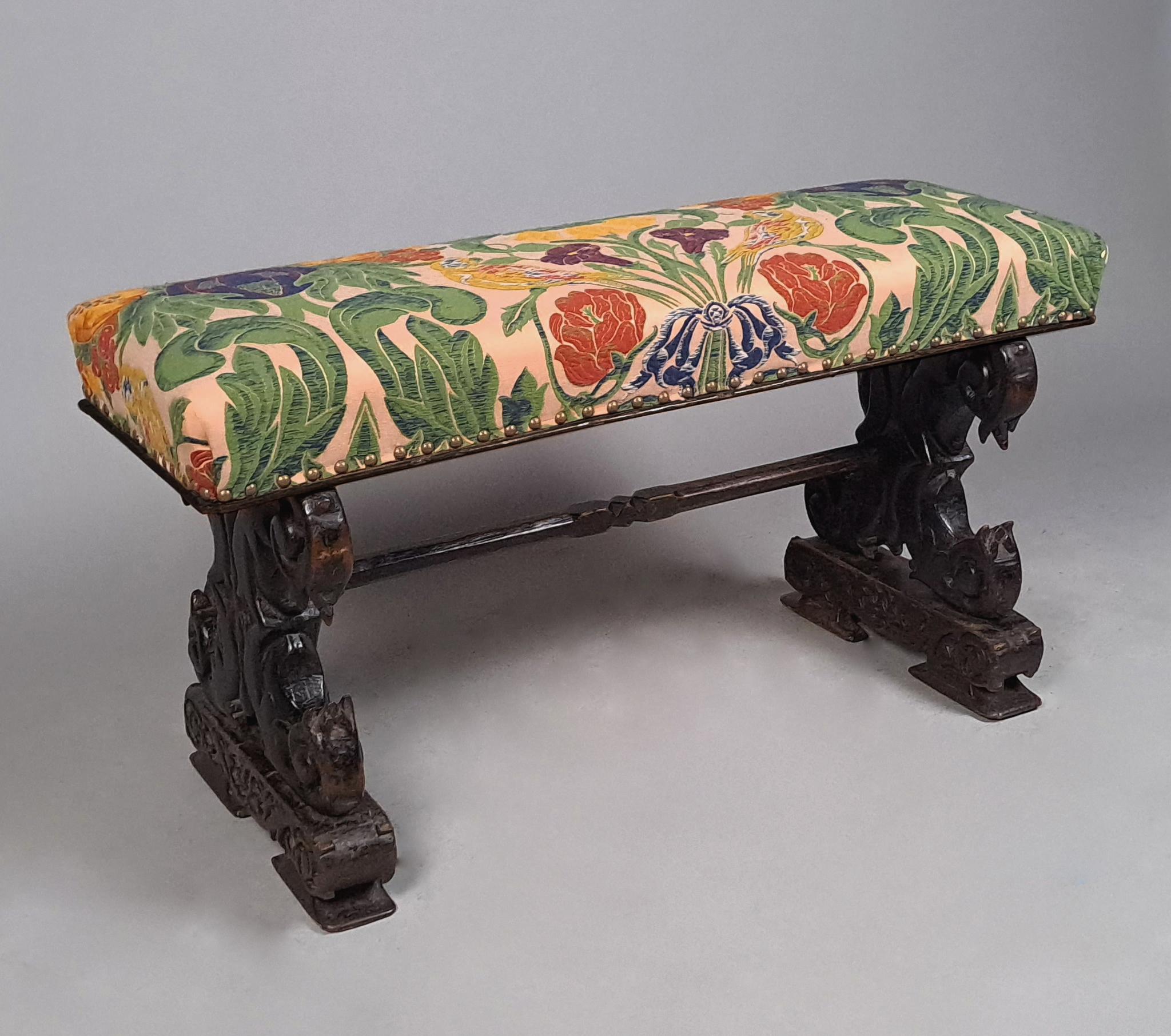 18th Century and Earlier Superb Elizabethan Carved Oak Long Stool c. 1580 For Sale