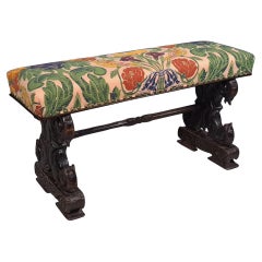 Superb Elizabethan Carved Oak Long Stool c. 1580