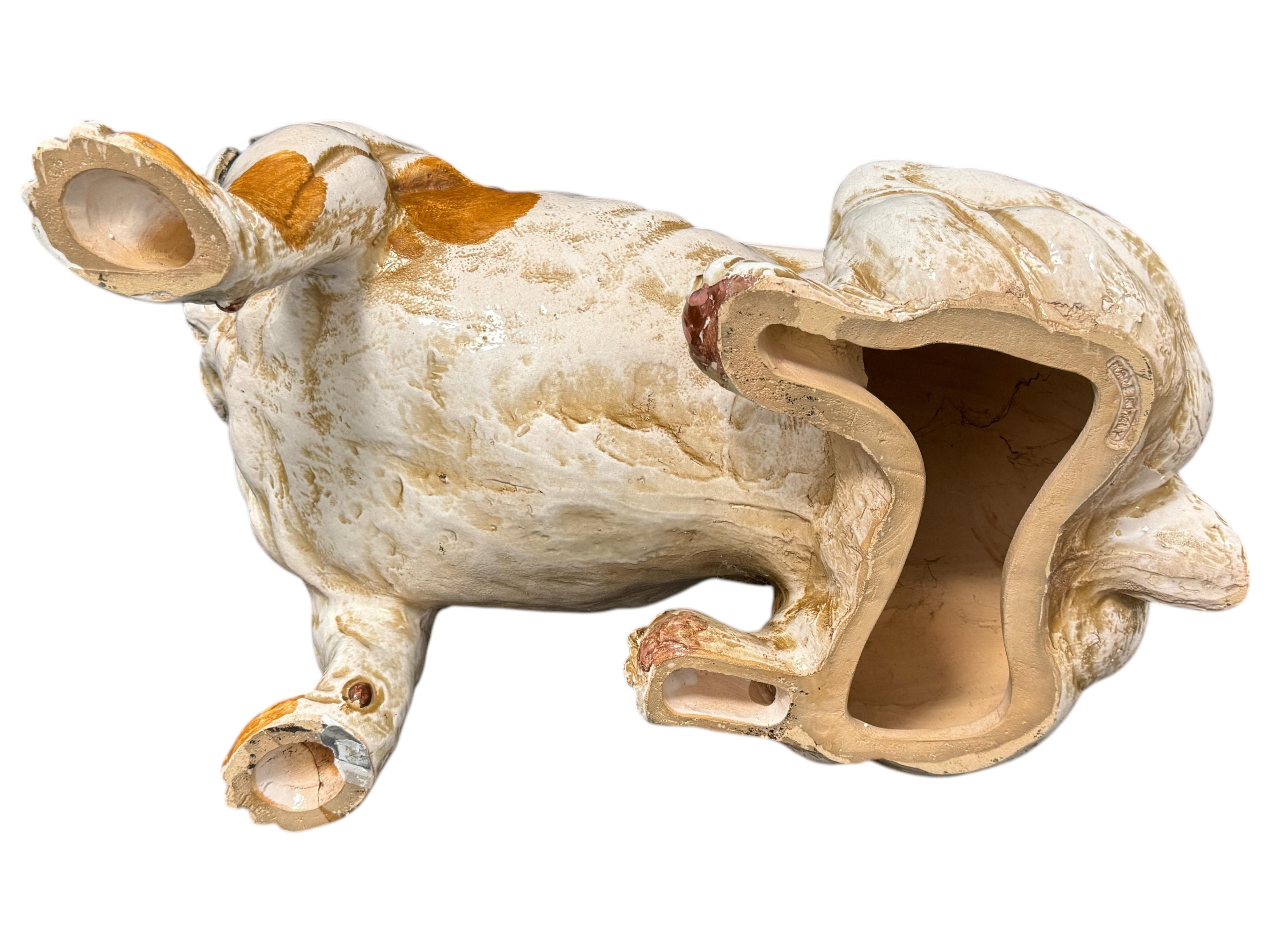 Superb English Bulldog Terracotta Dog Statue Figurine Vintage, Italy 1960s For Sale 5