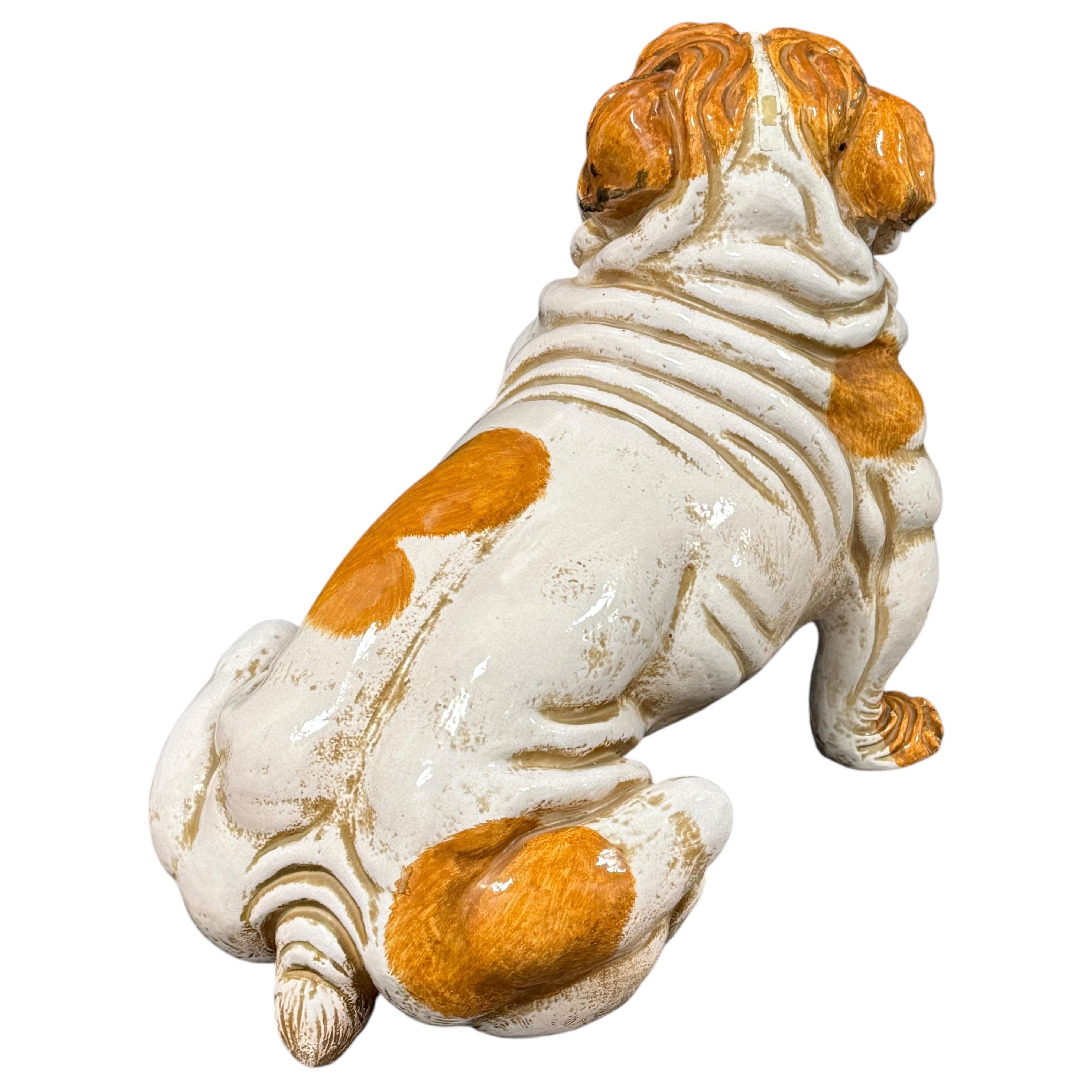 Superb English Bulldog Terracotta Dog Statue Figurine Vintage, Italy 1960s In Good Condition For Sale In Nuernberg, DE