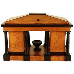 Superb English Regency Satinwood and Ebonized Tea Caddy