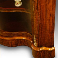 Superb English Victorian Burl Walnut Serpentine Inlaid Credenza, circa 1865
