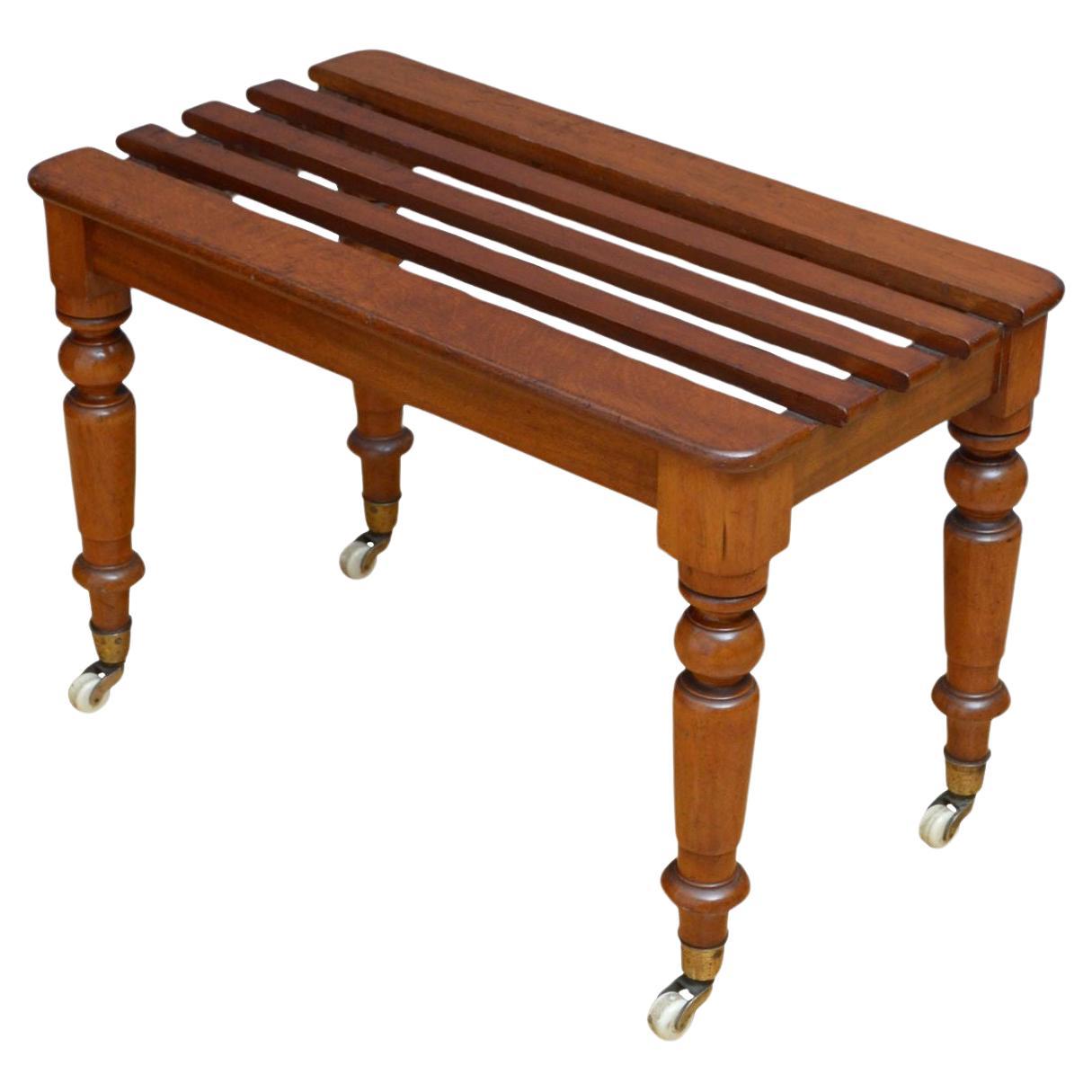 Superb English Victorian Hall Bench Luggage Rack For Sale