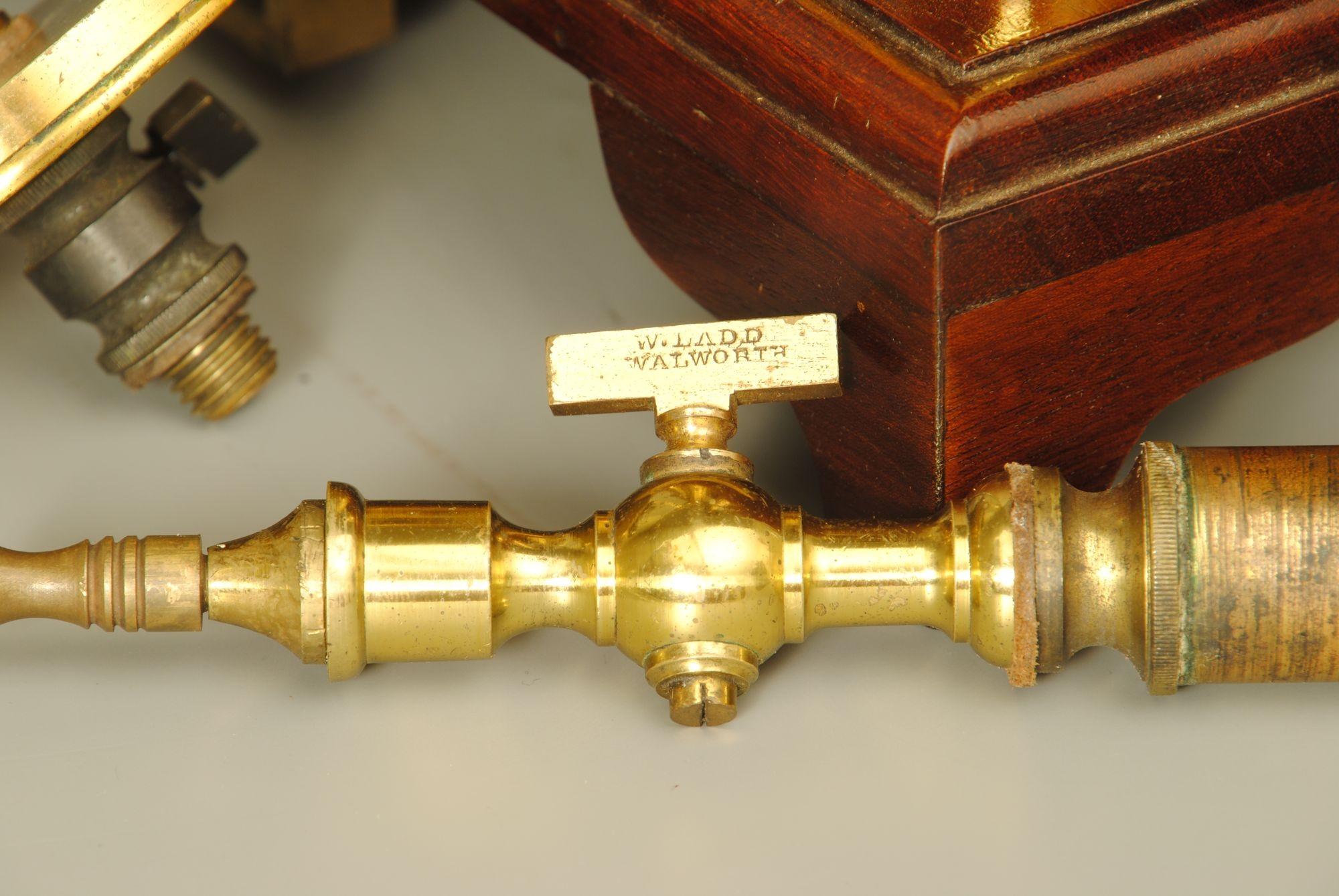 Superb Example Of A 19th Century Brass And Mahogany Vacuum Pump 1