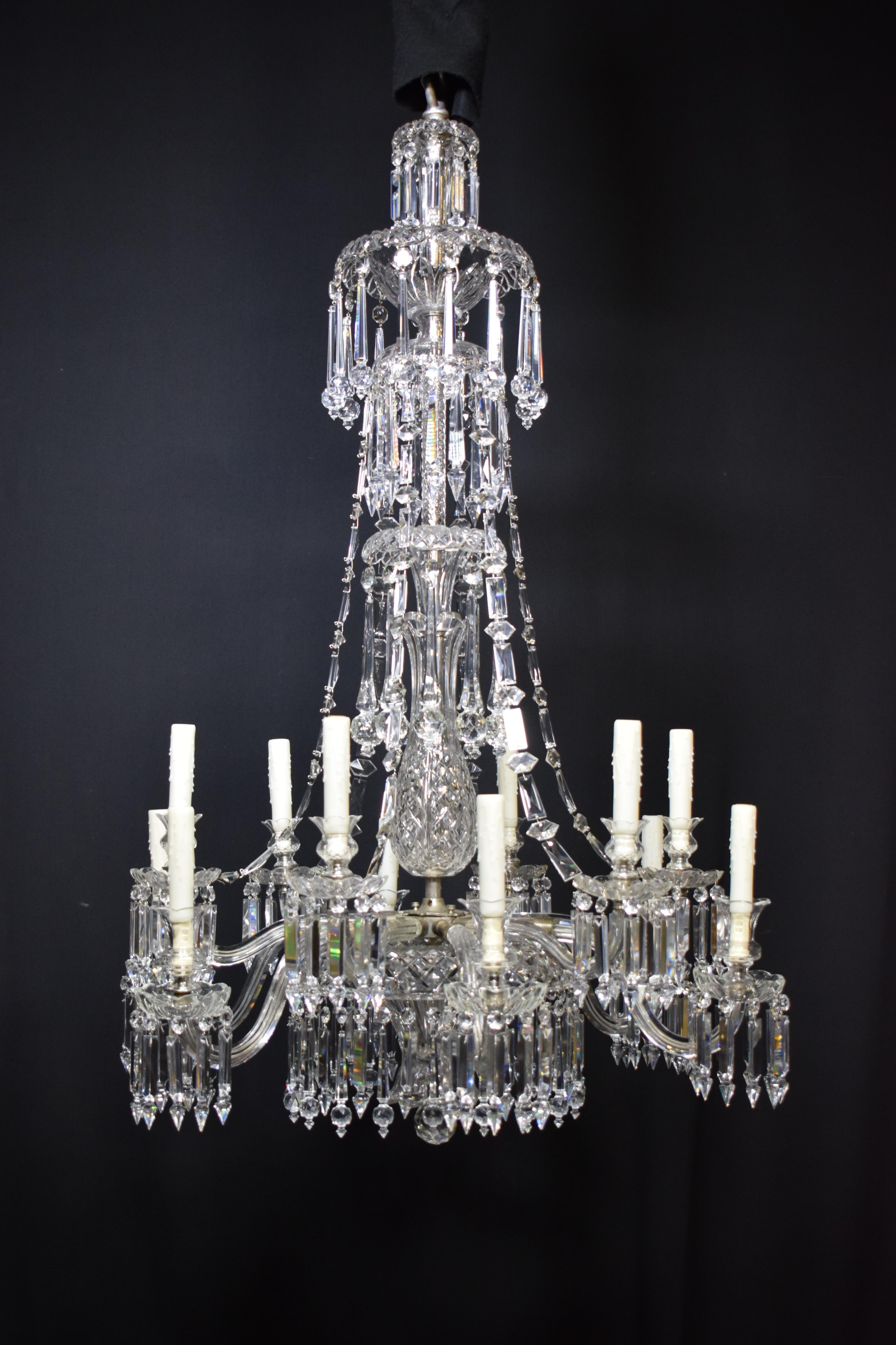 Superb F & C Osler crystal chandelier originally for gas and electricity, now electrified. Truly Exceptional. Stamped F & C Osler. F & C Osler, Birmingham England, late 19th century. Some of Osler's chandeliers can be found in Buckingham Palace,