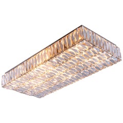 Vienna Bakalowits & Sons Large Flush Mount Chandelier Crystal & Nickel
