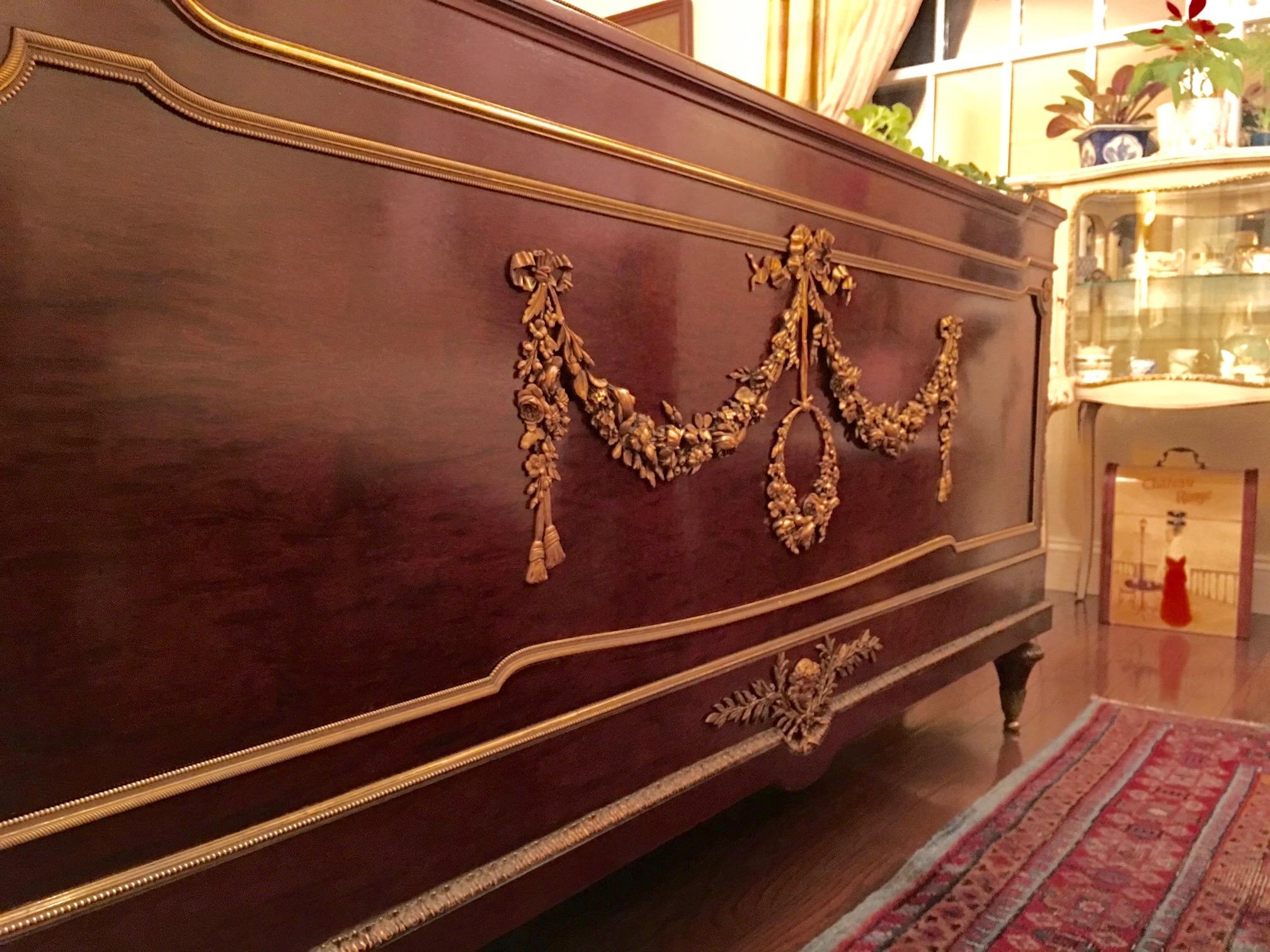 Superb Francois Linke Signed Mahogany and Gilt Bronze European Queen Size Bed 3