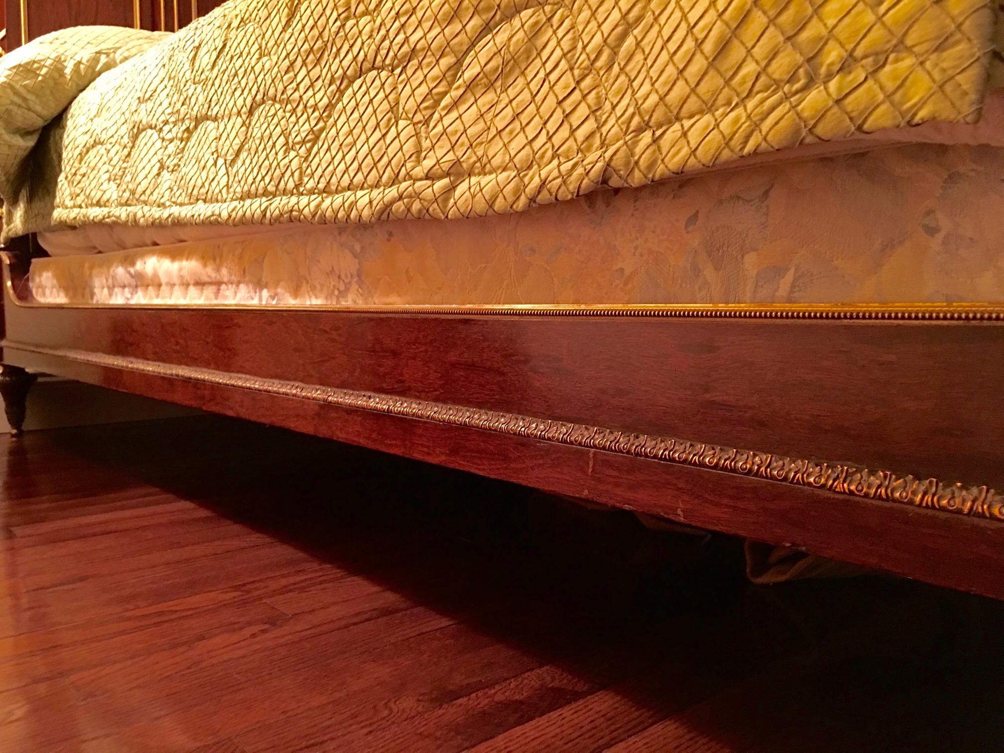 Superb Francois Linke Signed Mahogany and Gilt Bronze European Queen Size Bed 8