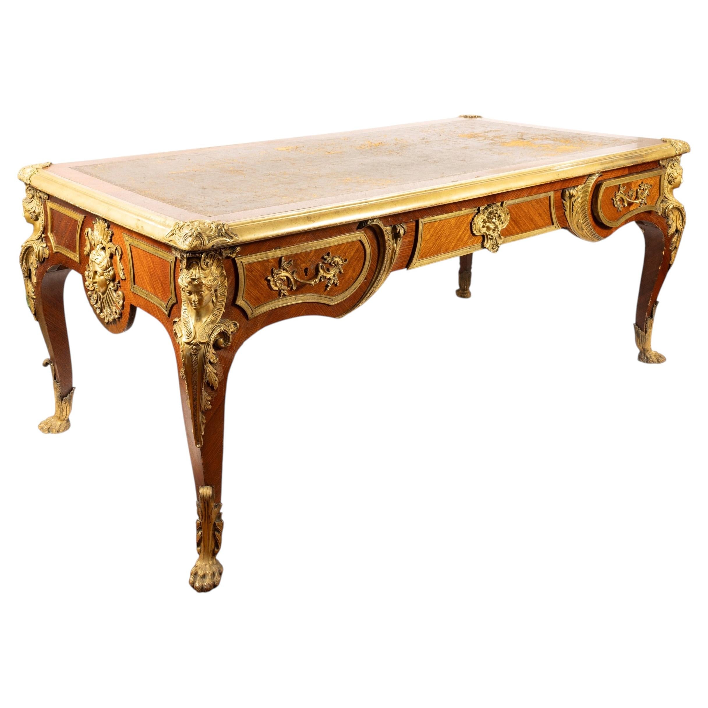 Superb French 19th Century Kingwood Gilt-Bronze Mounted Writing Desk, 1850'