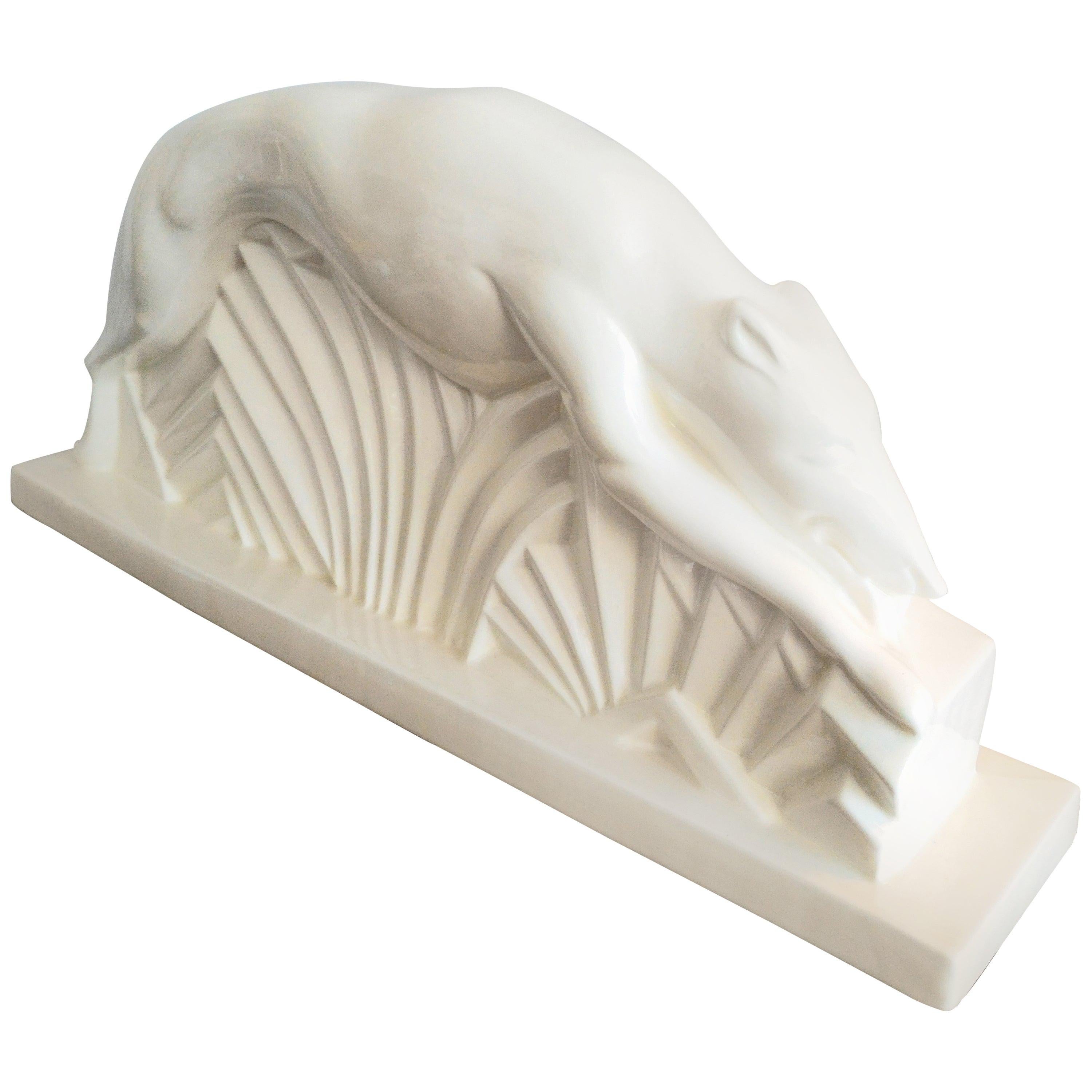 French Art Deco Greyhound Dog Sculpture For Sale