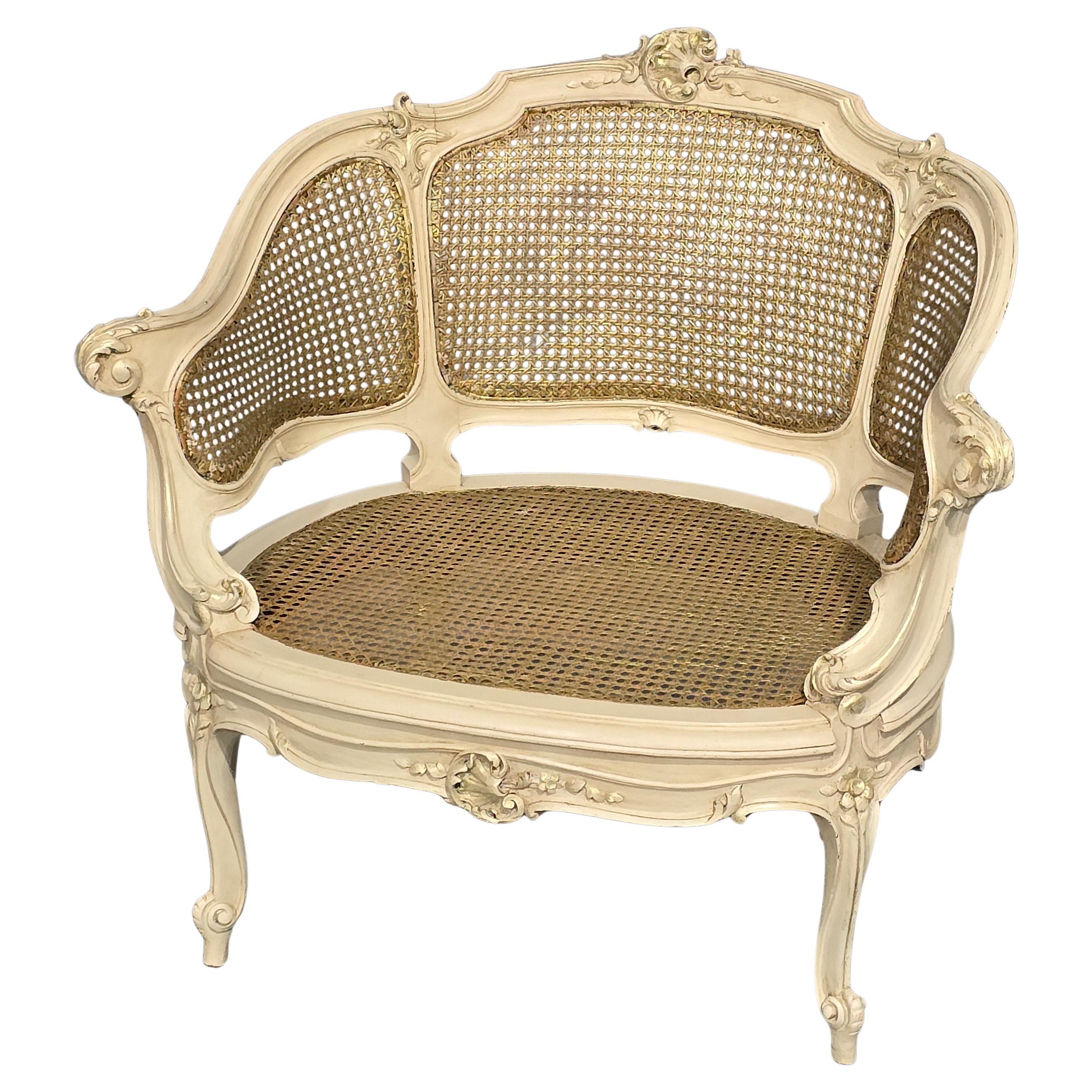 Prächtiger französischer Bergere Wannenstuhl im Angebot