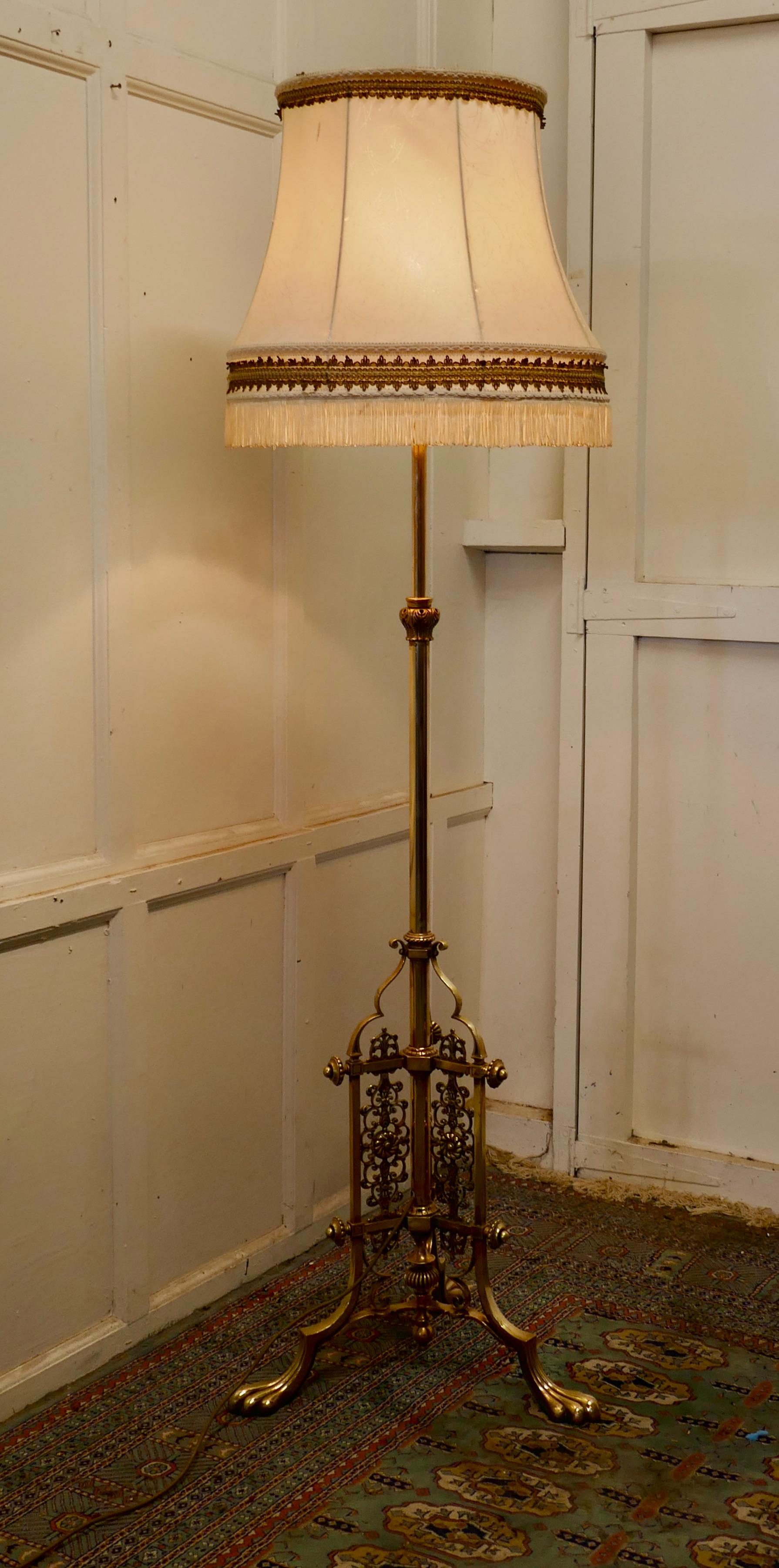 Superb French Brass Art Nouveau Telescopic Standard Lamp In Good Condition In Chillerton, Isle of Wight