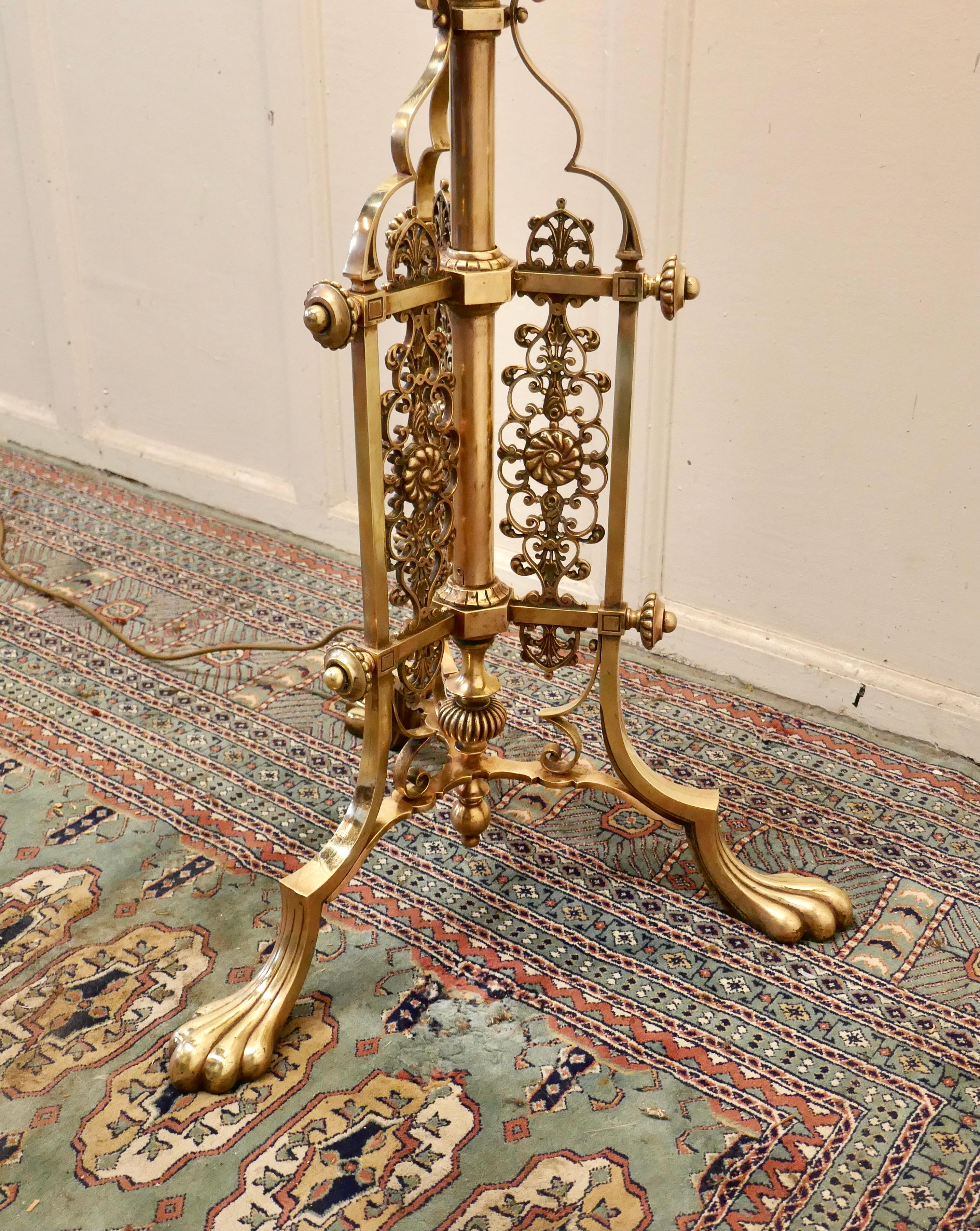 Superb French Brass Art Nouveau Telescopic Standard Lamp 1