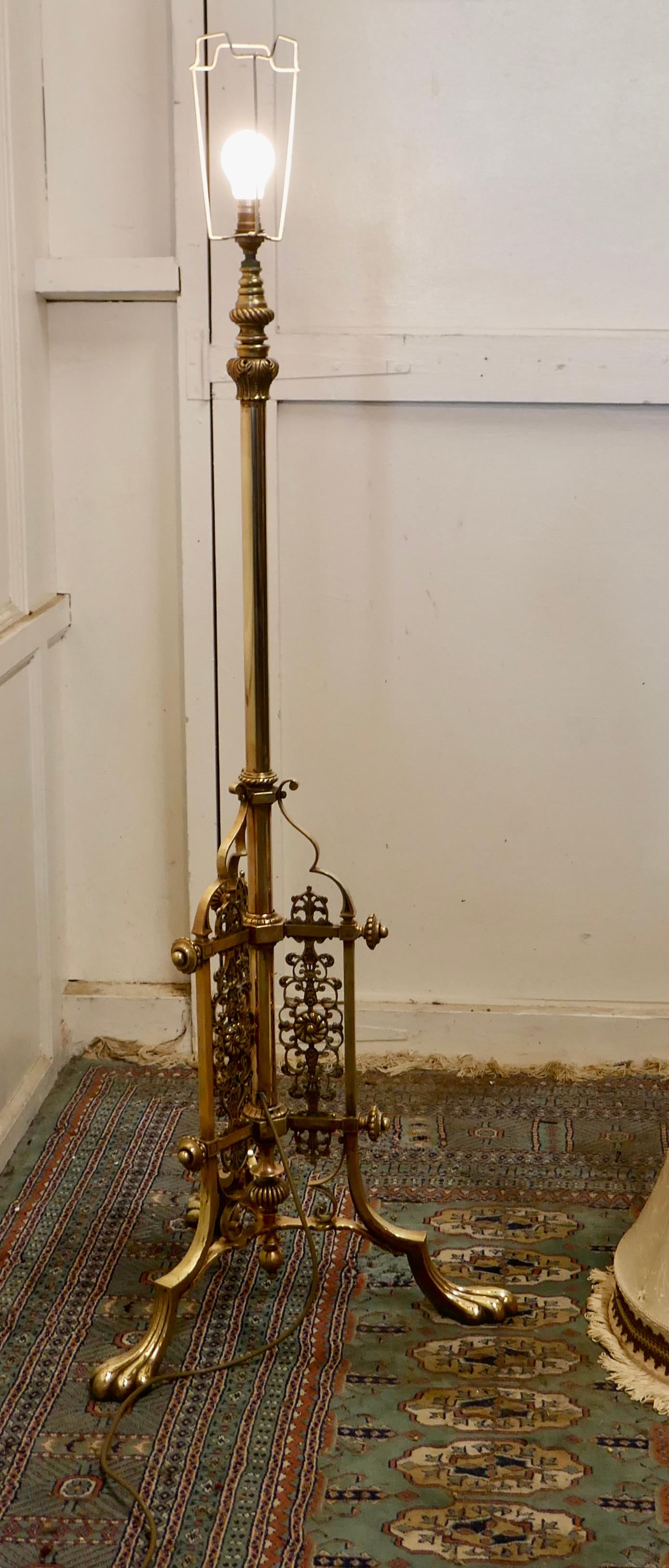 Superb French Brass Art Nouveau Telescopic Standard Lamp 3