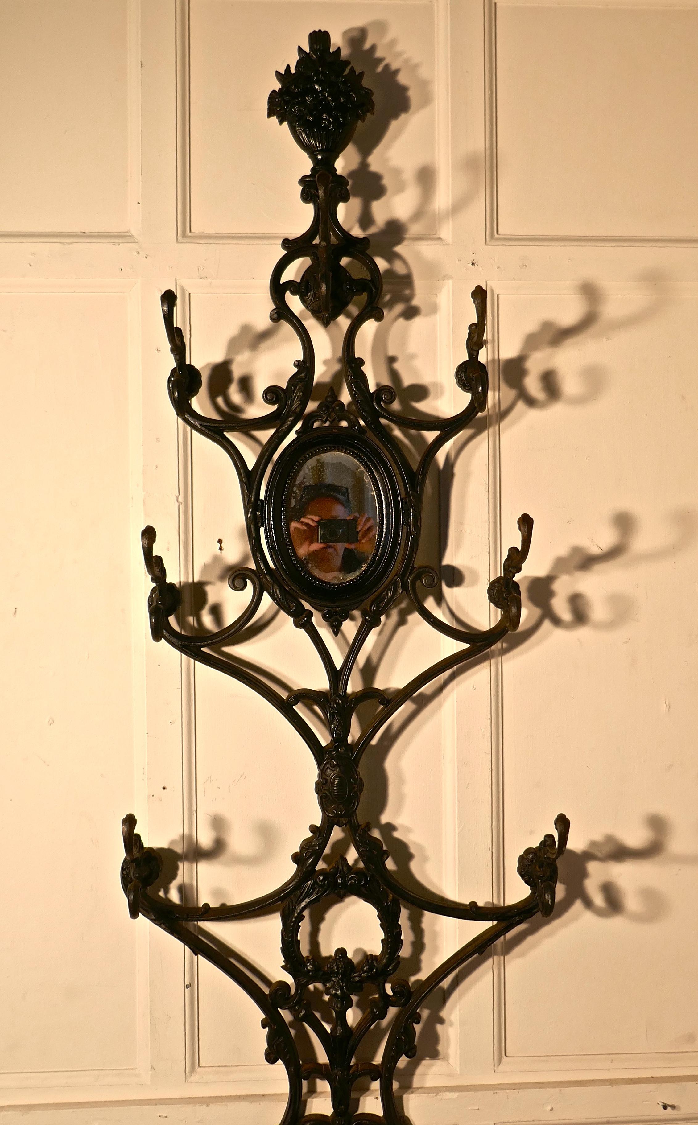 French Provincial Superb French Cast Iron Hall Stand, Signed Corneau Freres Charleville