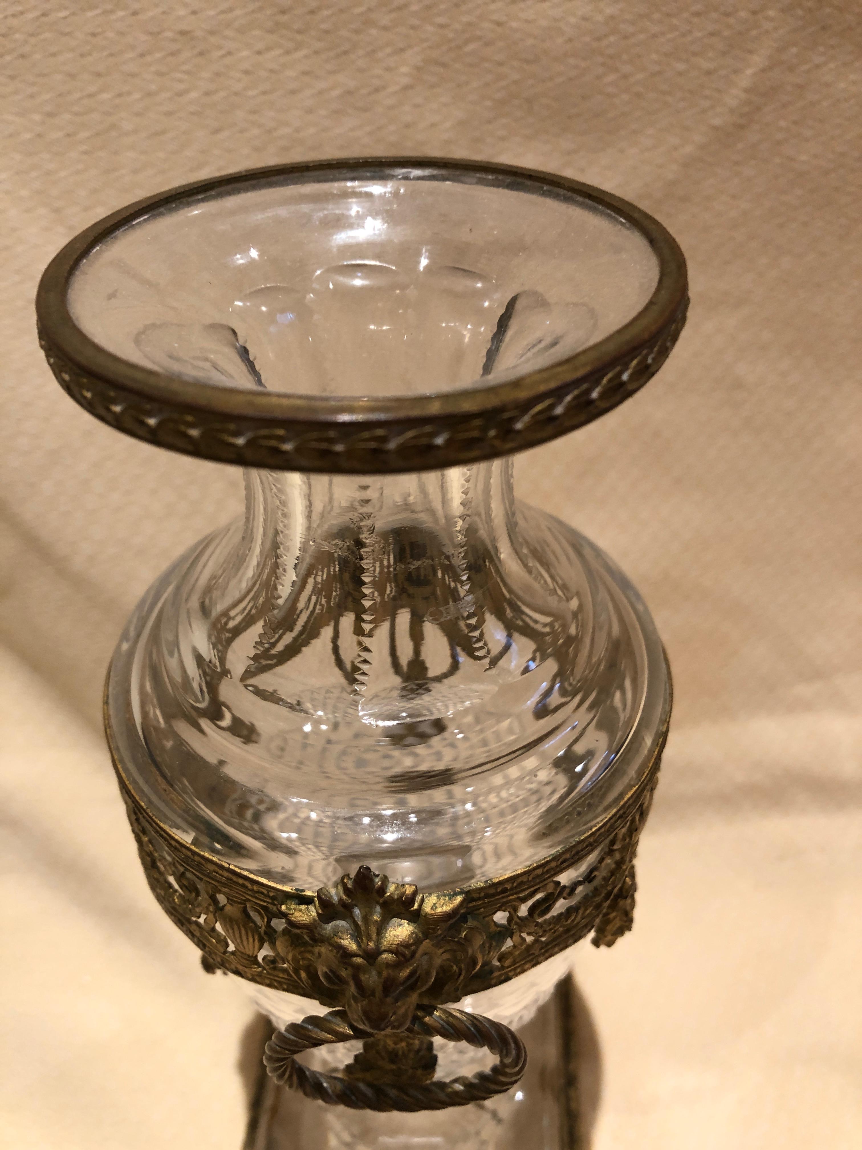 Superb French Cut Crystal and Ormolu Mounted Vase 5