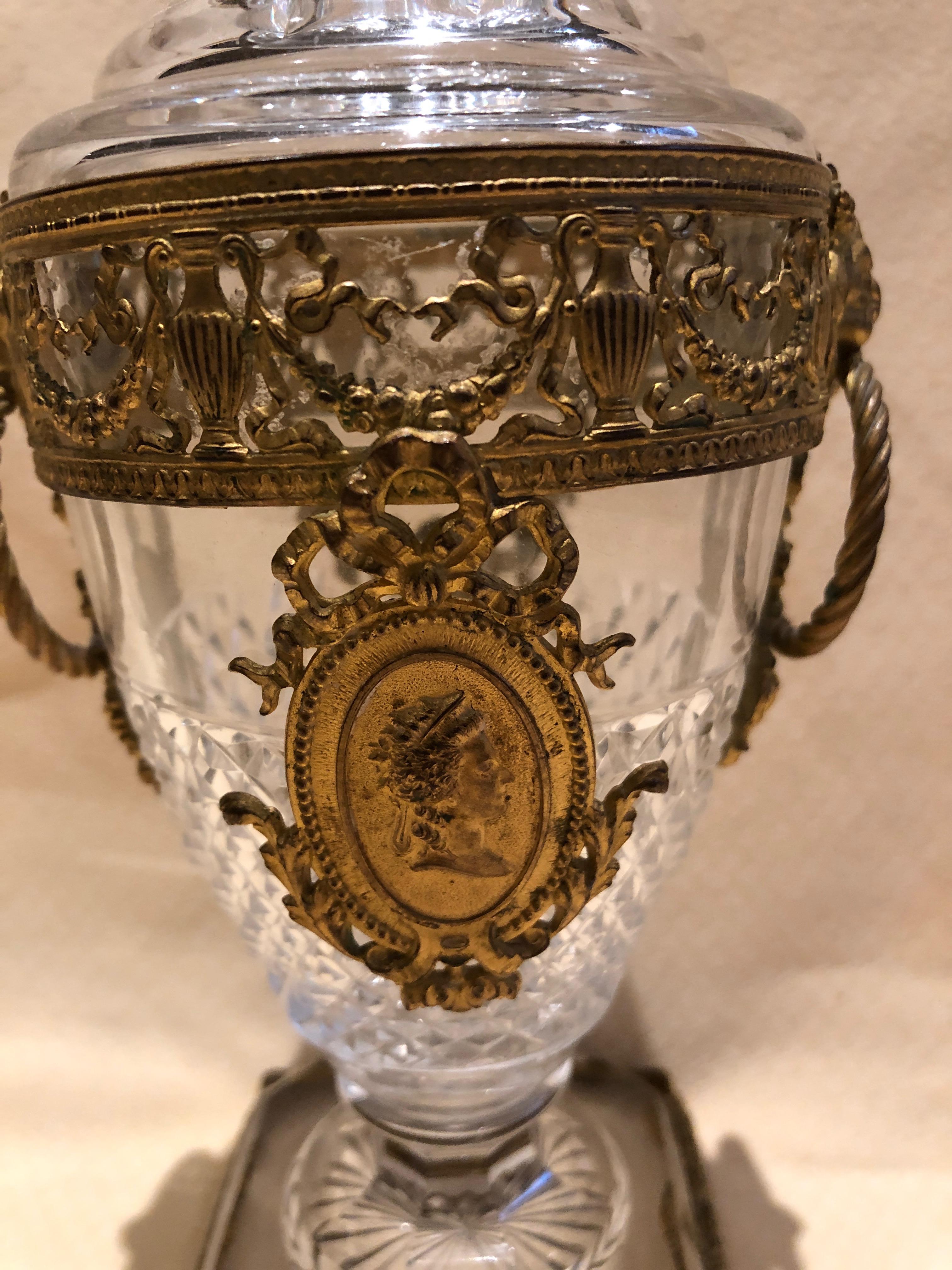 Mid-19th Century Superb French Cut Crystal and Ormolu Mounted Vase