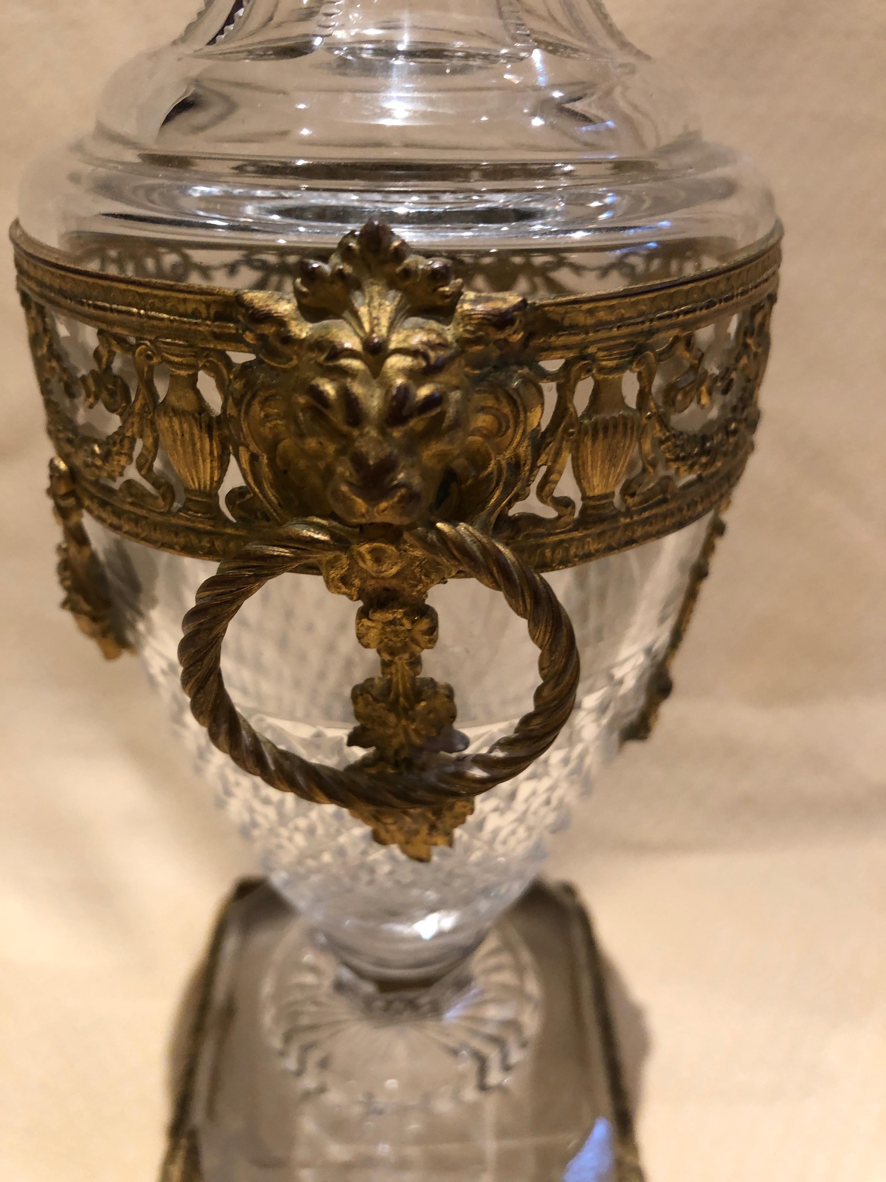Bronze Superb French Cut Crystal and Ormolu Mounted Vase
