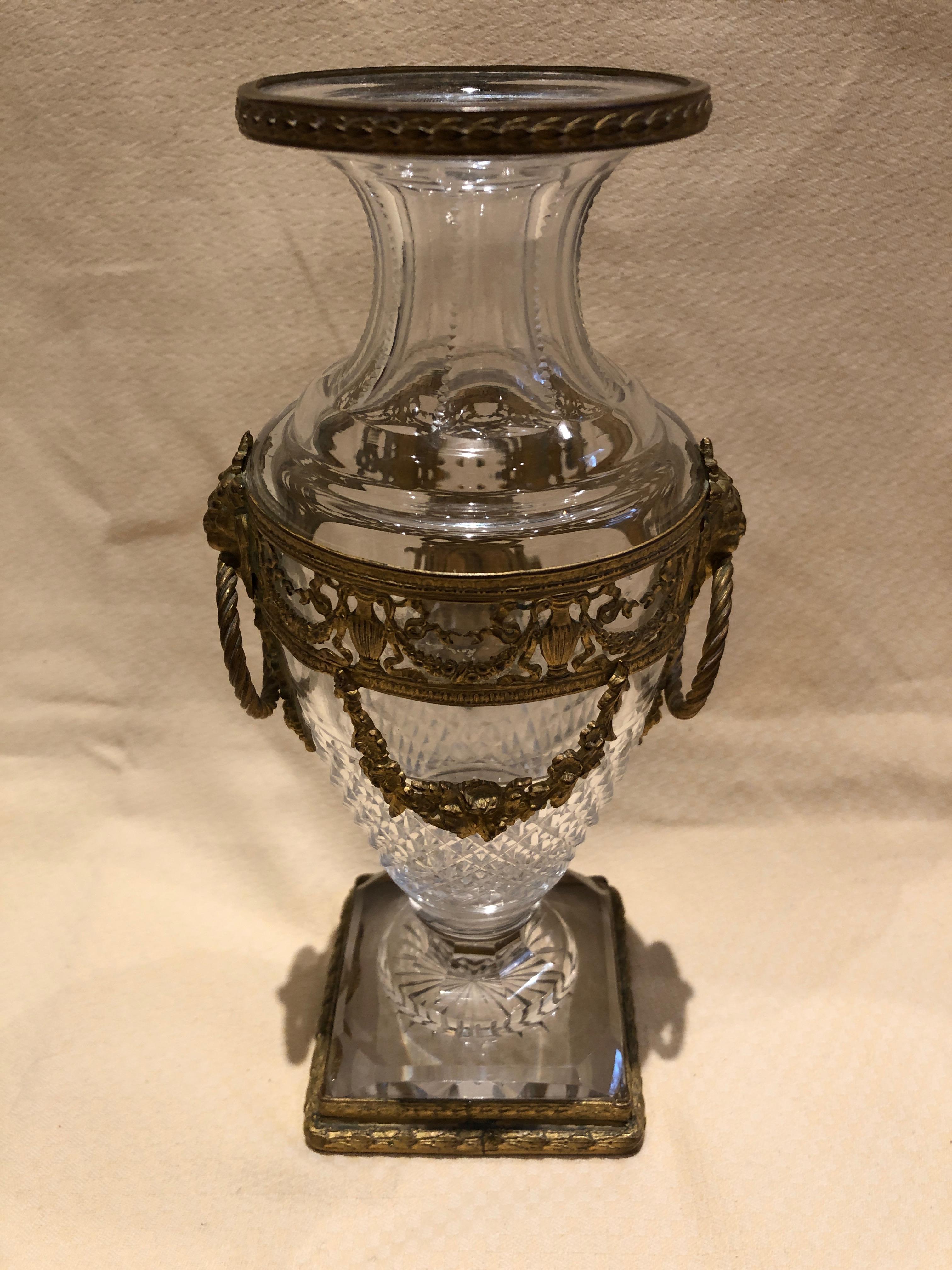 Superb French Cut Crystal and Ormolu Mounted Vase 2