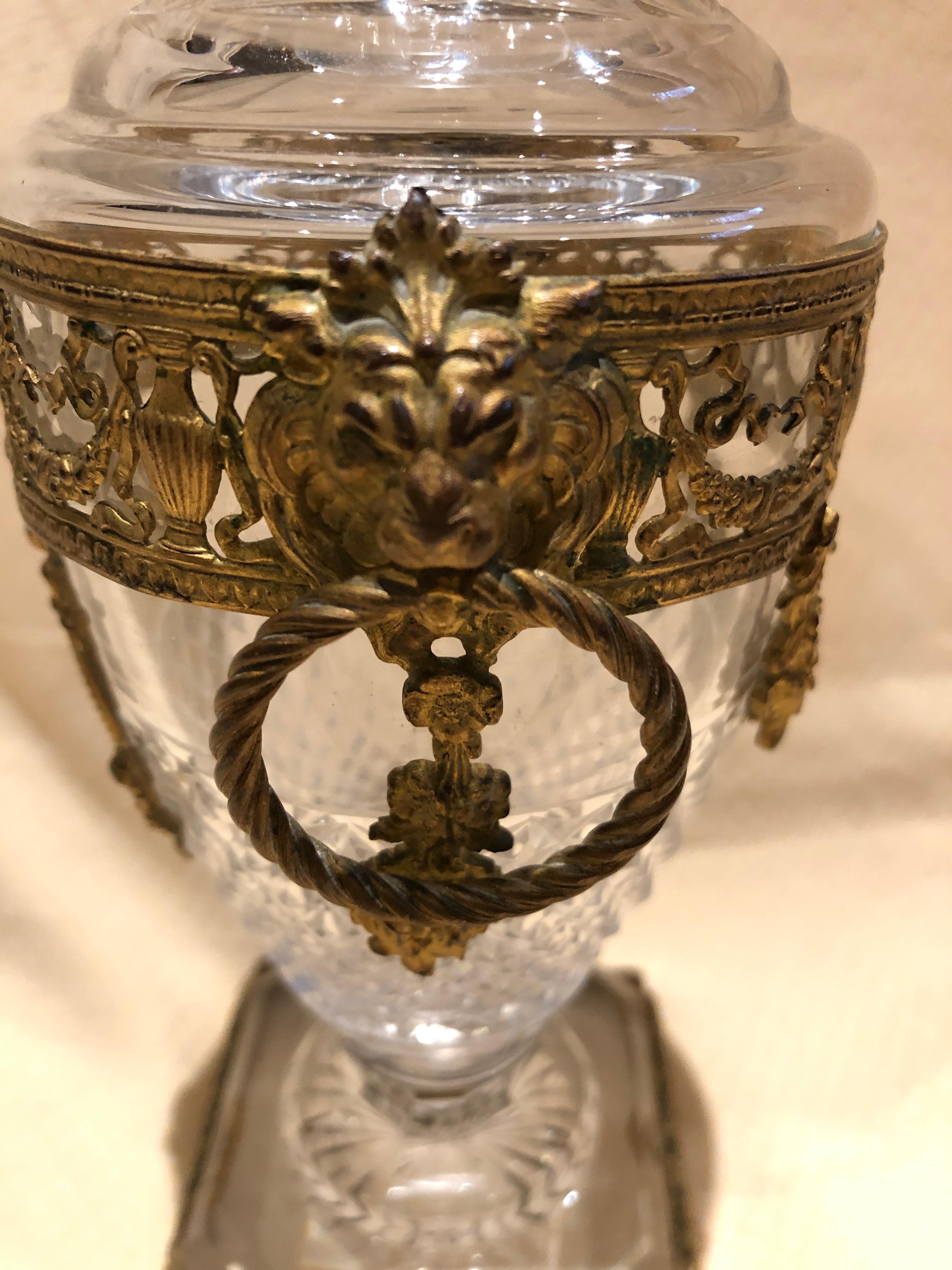 Superb French Cut Crystal and Ormolu Mounted Vase 3